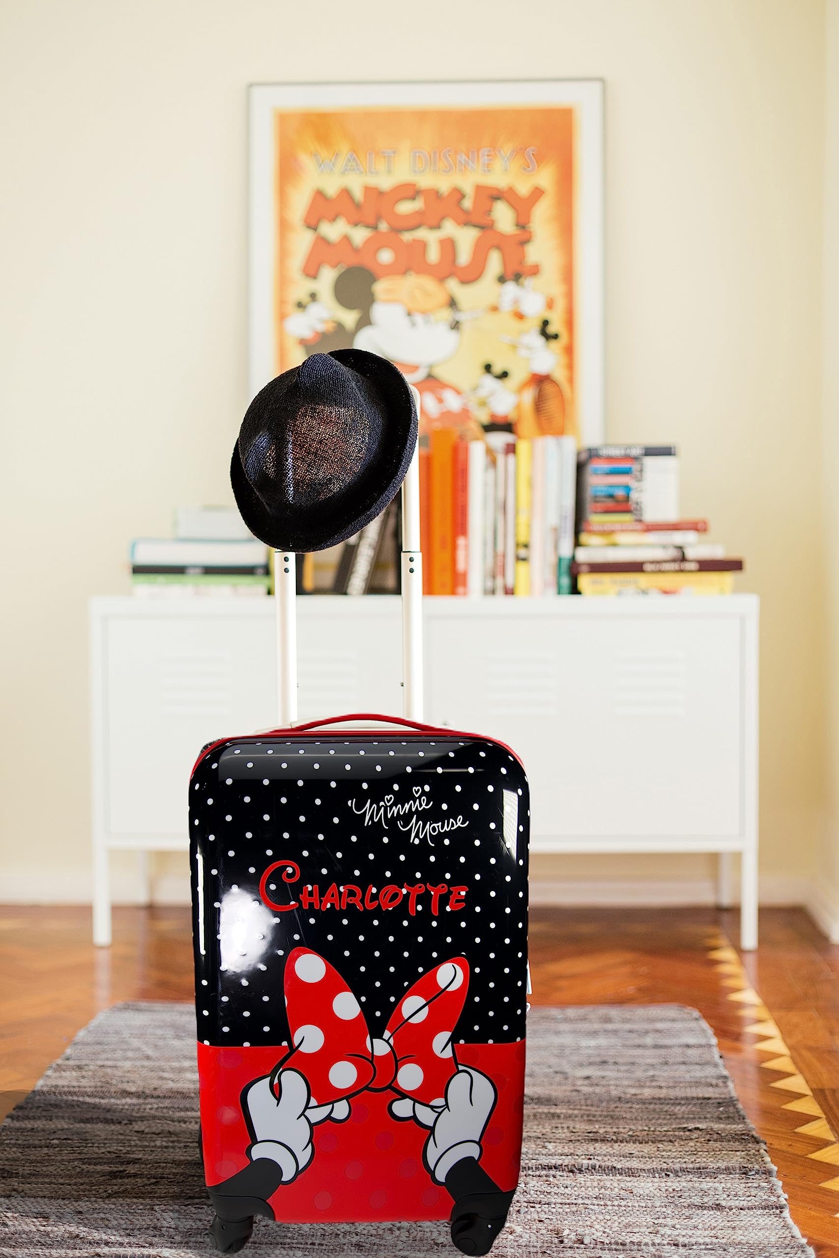 Disney Minnie Mouse Kids Hardshell Spinner Suitcase - Personalized Carry-On Luggage with Name for Travel, Birthday Gifts & Vacation Accessories | Perfect for Airplane Trips, School Sleepovers & Family Vacations