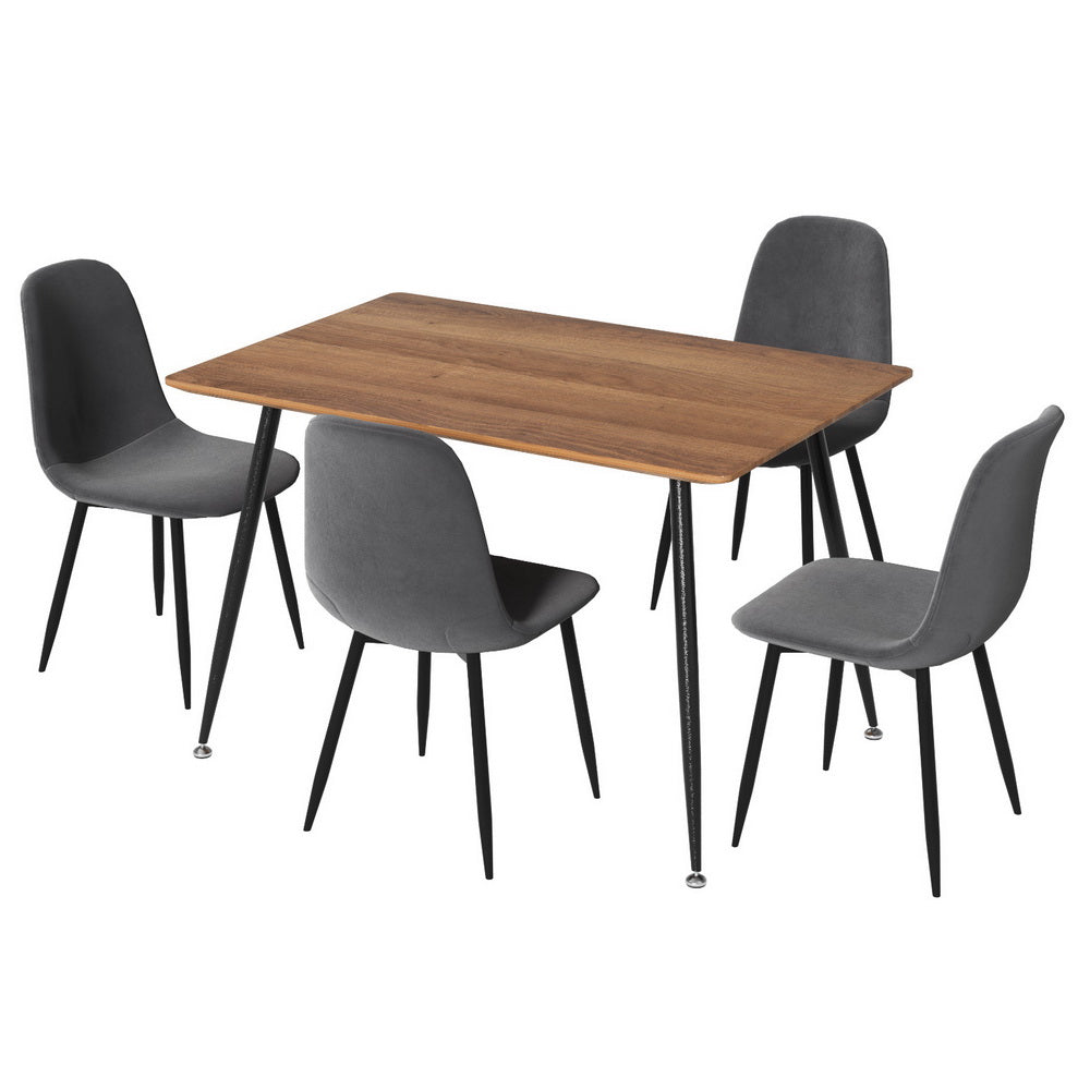Artiss 5-Piece Grey Metal Dining Table Set with 4 Chairs - Modern Kitchen & Dining Room Furniture for Small Spaces & Apartments
