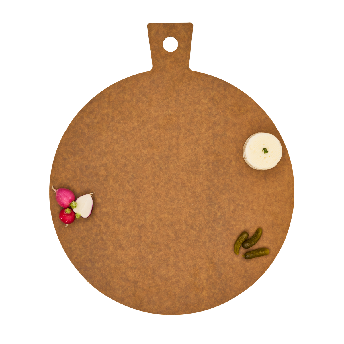 Natural Wood Composite Round Charcuterie Board - Perfect for Serving Cheese, Fruits & Appetizers at Parties & Gatherings