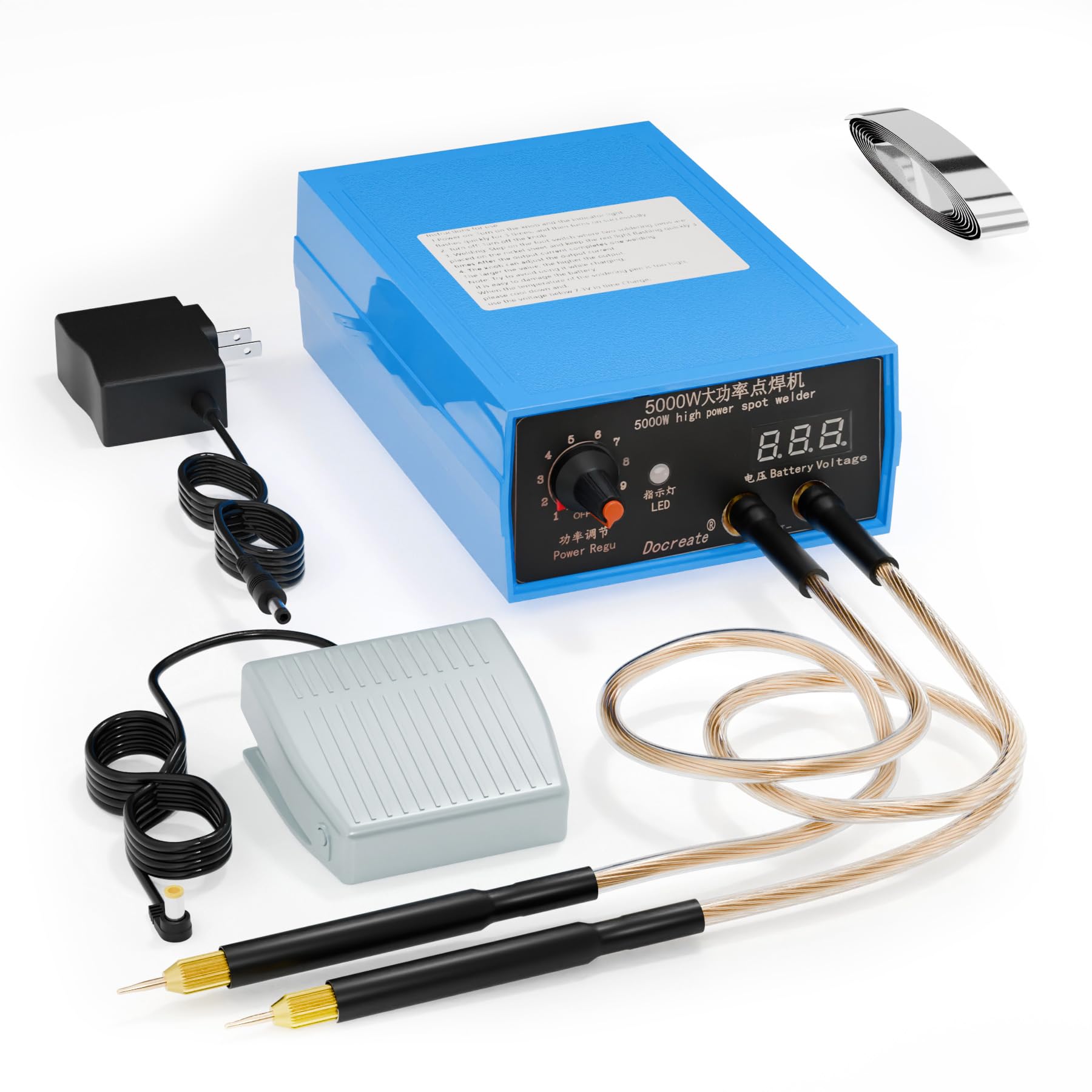 5000W Portable Adjustable Spot Welder Machine for 18650 Lithium Batteries - Welding Nickel Sheets 0.1-0.25mm - Perfect for DIY Battery Packs, Electronics Repair & Home Projects