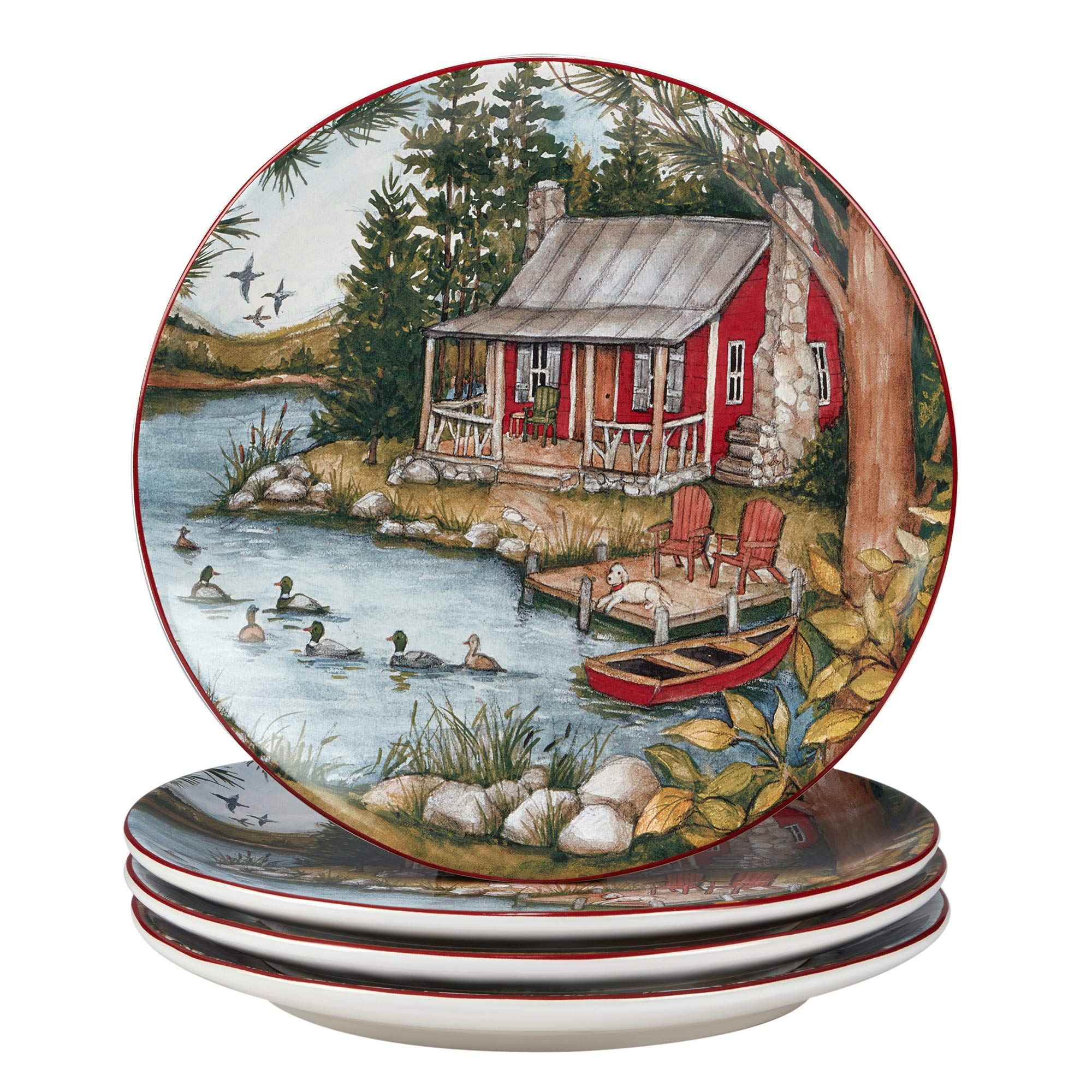 Certified International Lake Retreat 16-Piece Dinnerware Set - Service for 4 - Elegant Porcelain Dishes for Casual Dining, Entertaining & Family Gatherings