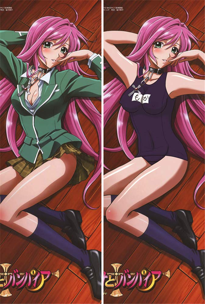 Beautytop Rosario Vampire Moka Akashiya Anime Body Pillow Cover - 180x60cm 2-Way Tricot Pillowcase for Cosplay, Gift, and Hugging - Soft Japanese Anime Pillow Cover for Bedroom Decor and Anime Fans