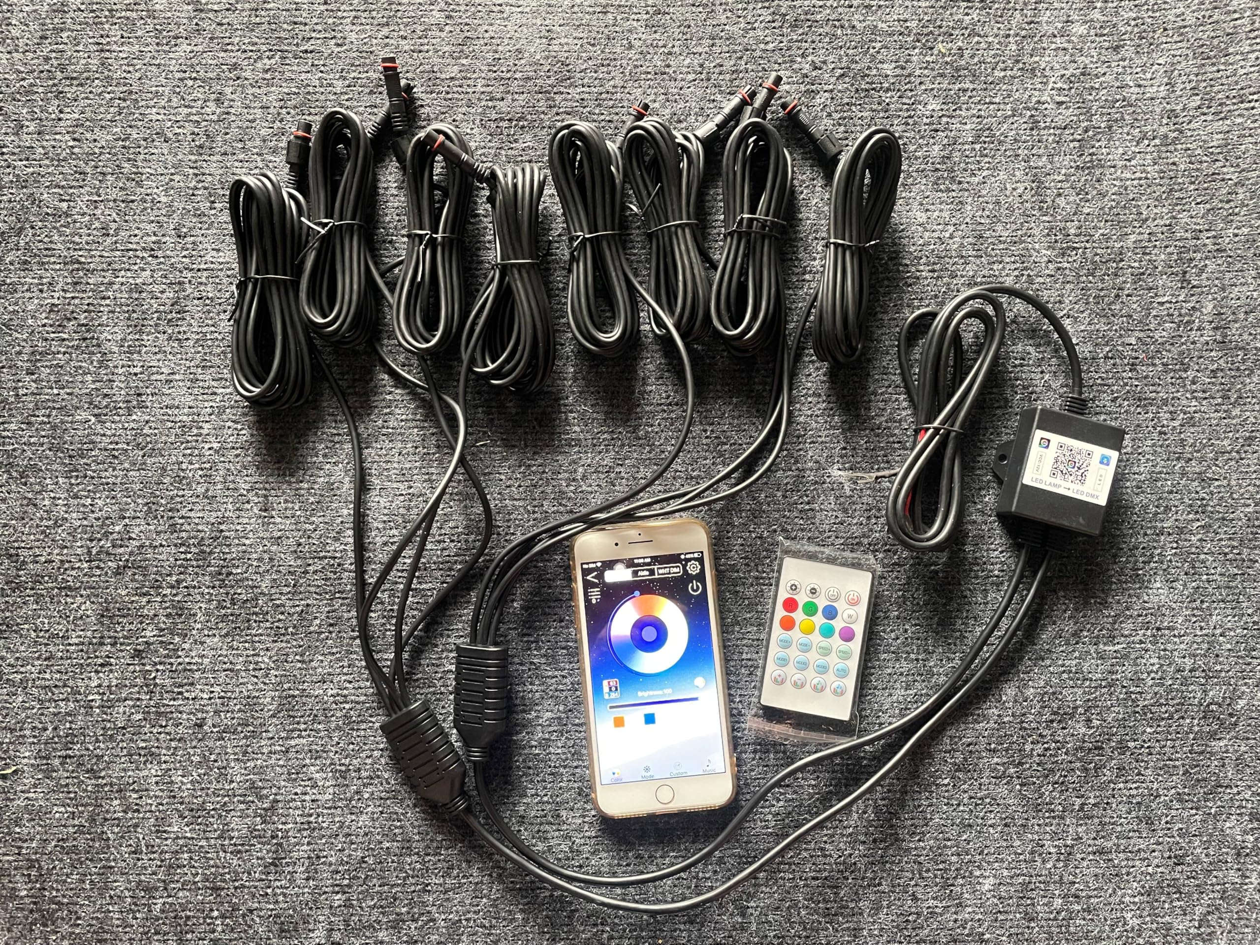 8PCS 6.5FT RGB LED Strip Lights with Bluetooth & Remote - Dream Color Chasing, Strobe, Flash, Breath Effects for Polaris Slingshot, Golf Cart, Ryker, Spyder Underglow & Hood Lighting - Perfect for Car Shows, Night Rides & Custom Vehicle Lighting