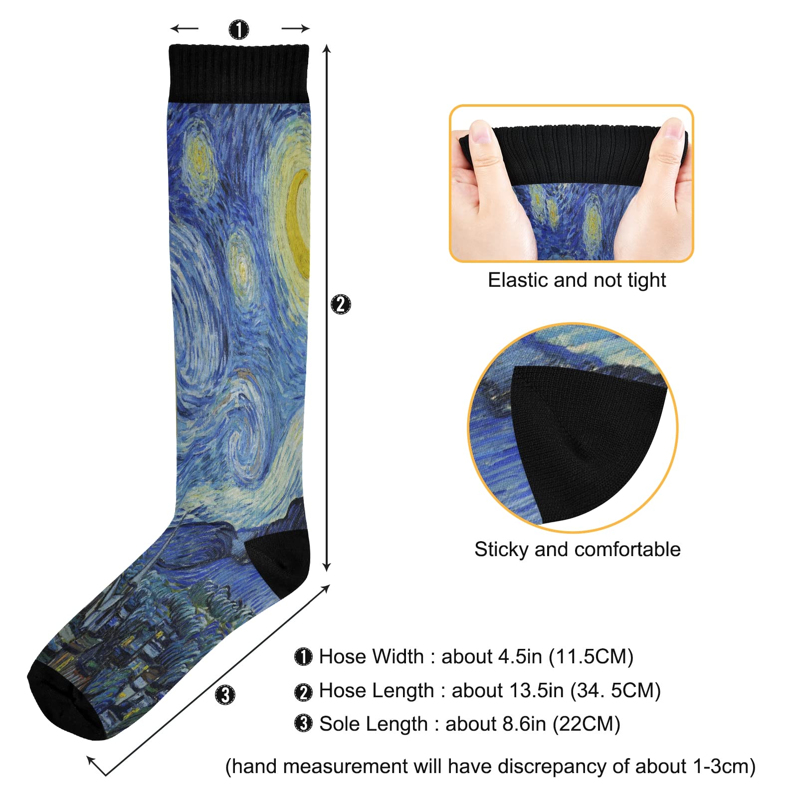 **Compression Socks for Women & Men – Knee High Support Socks for Running, Hiking, Fitness – The Starry Night Design – Perfect for Workouts & Travel**