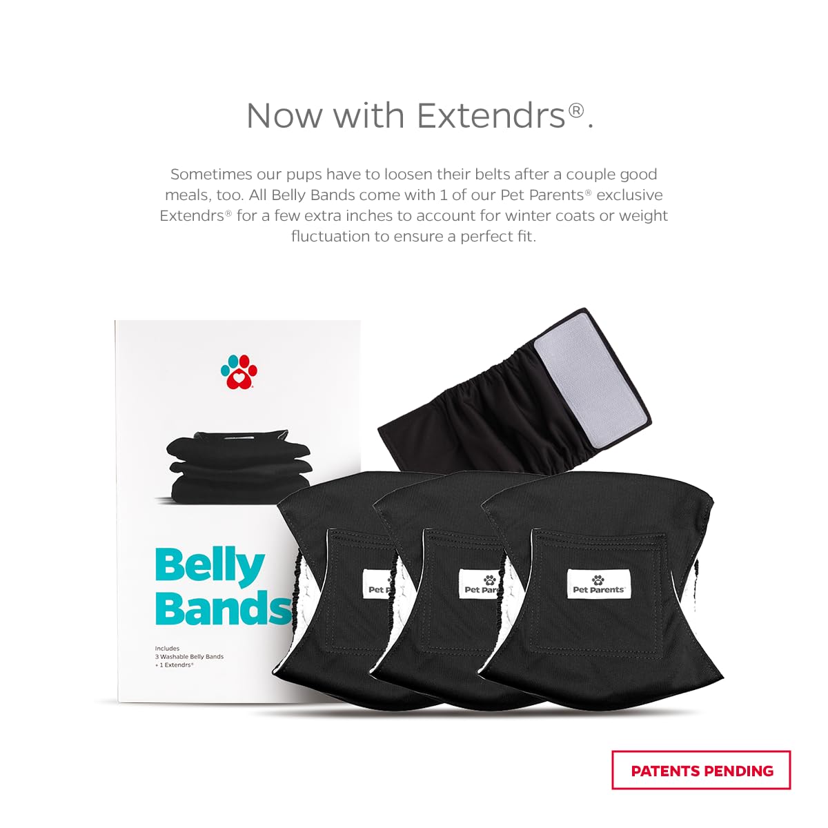 Washable Belly Bands for Male Dogs - 3 Pack Reusable Dog Diapers with Extenders | Premium Male Dog Wraps & Diaper Covers (X-Small, Black) | Perfect for House Training, Incontinence & Travel Protection