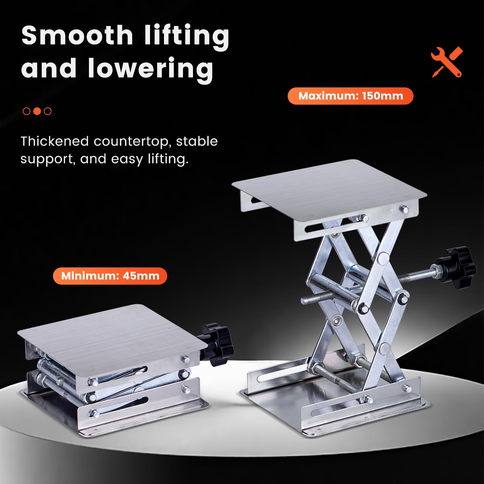 Premium Stainless Steel Lab Stand Lift Table - Mini Scissor Lifting Platform for Science Experiments (4