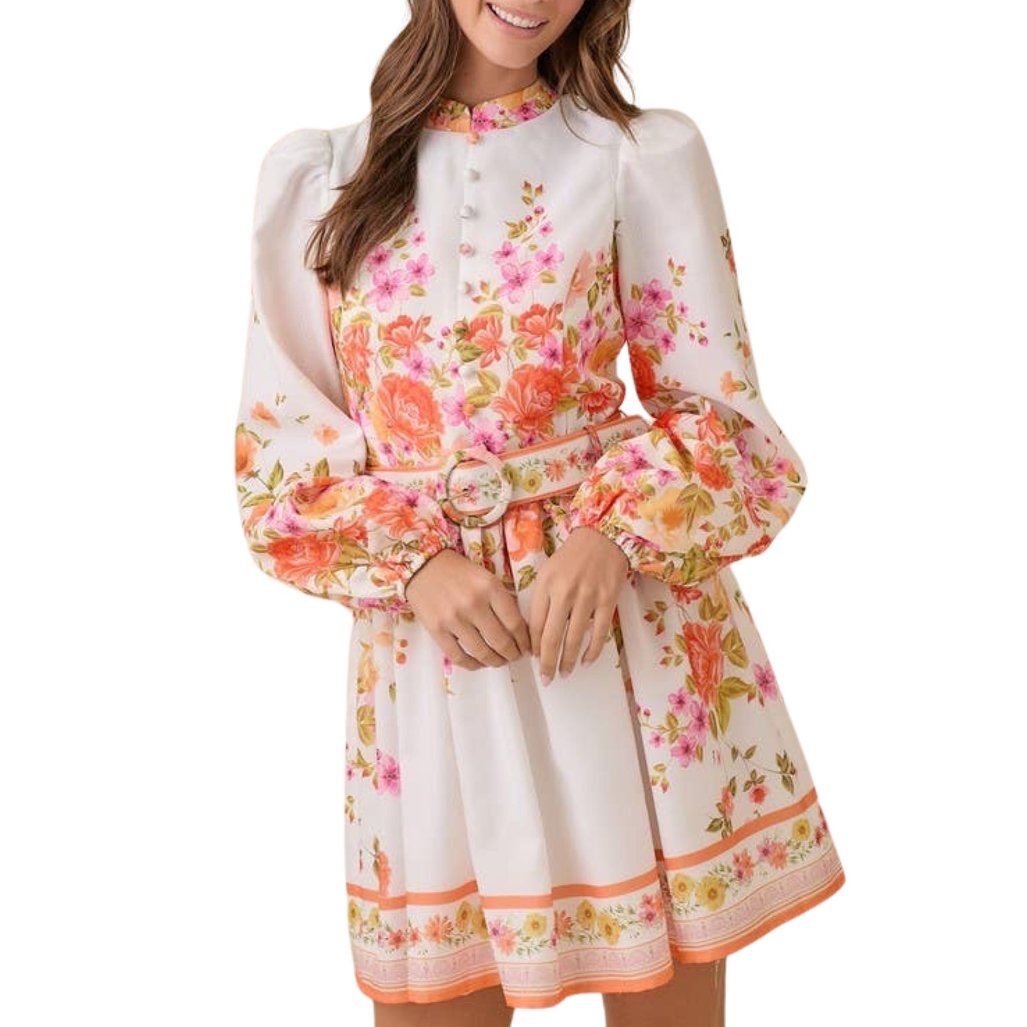Floral Print Mock Neck Mini Dress - Elegant & Stylish for Casual Outings, Parties & Date Nights