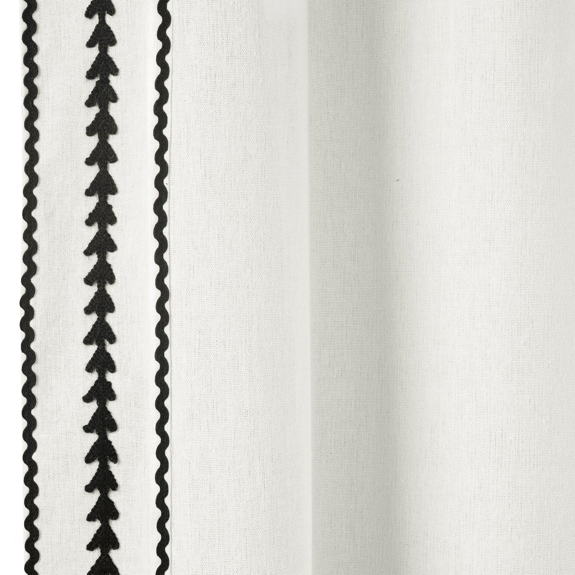 Olivia Ric Rac Embroidery Border Window Curtain Panel - Elegant Lace Trimmed Drapes for Living Room, Bedroom & Kitchen Decor