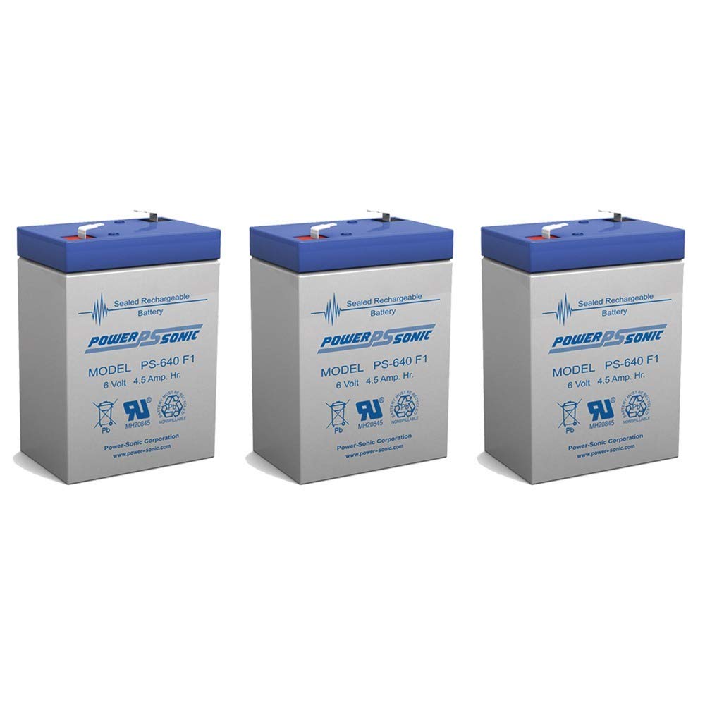 Power Sonic 6V 4.5AH Sealed Lead Acid Replacement Battery for Protection One BT1040N - 3 Pack - Ideal for Home Security Systems, Emergency Lighting & Backup Power