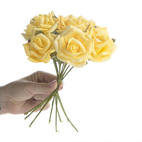 Premium Bulk Yellow Foam Rose Stems - 8.5