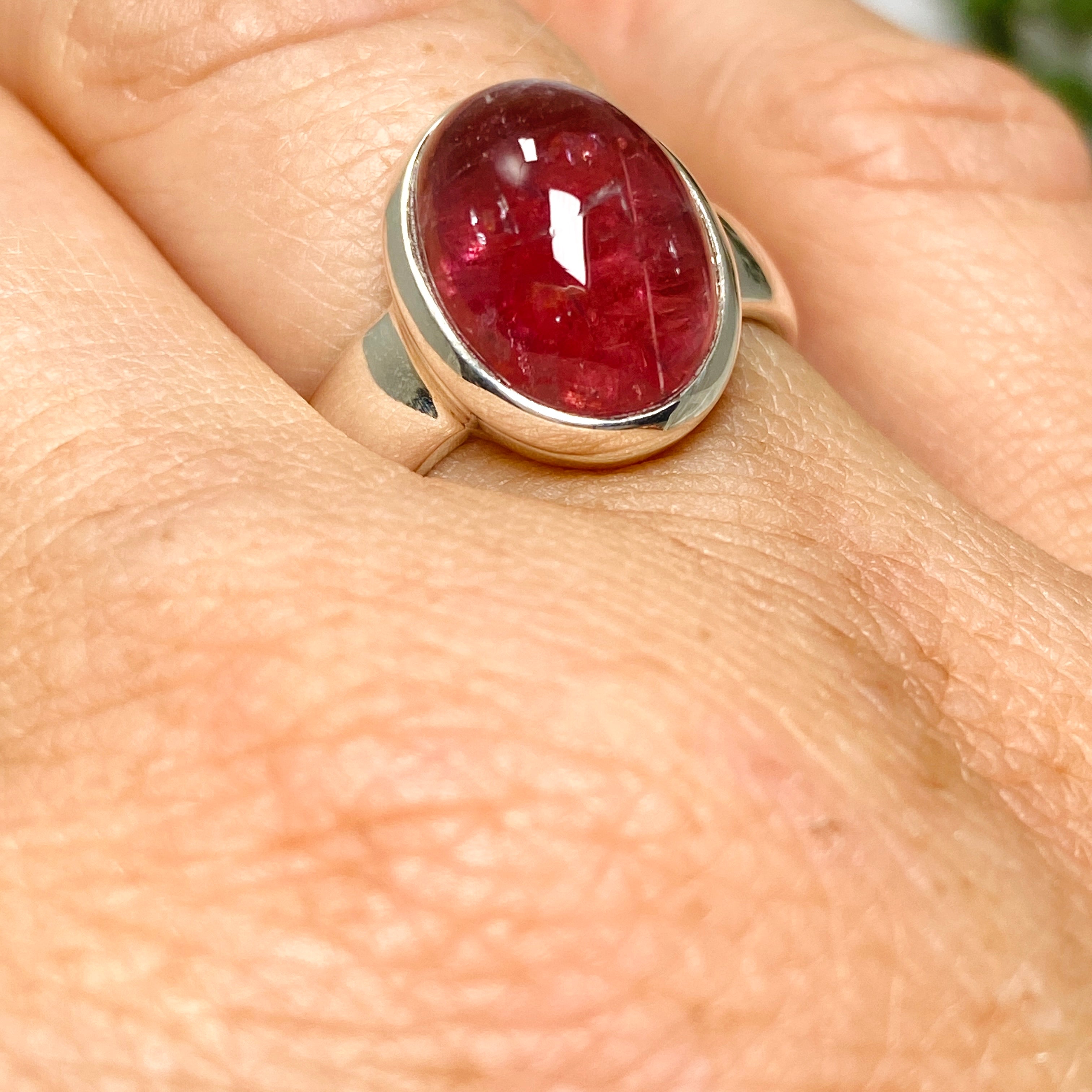 Pink Tourmaline Oval Cabochon Ring Size 7 - Genuine Gemstone Jewelry for Women - Perfect for Engagement, Wedding & Everyday Wear