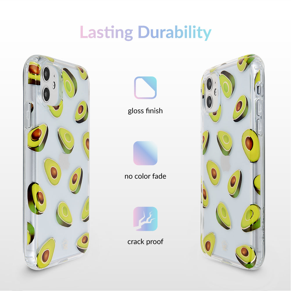 Premium Clear iPhone Case with Avocado Design - Slim Protective Cover for iPhone 12/13/14/15 Pro Max - Cute Eco-Friendly Phone Case for Women & Girls - Perfect for Everyday Use, Travel & Gifting