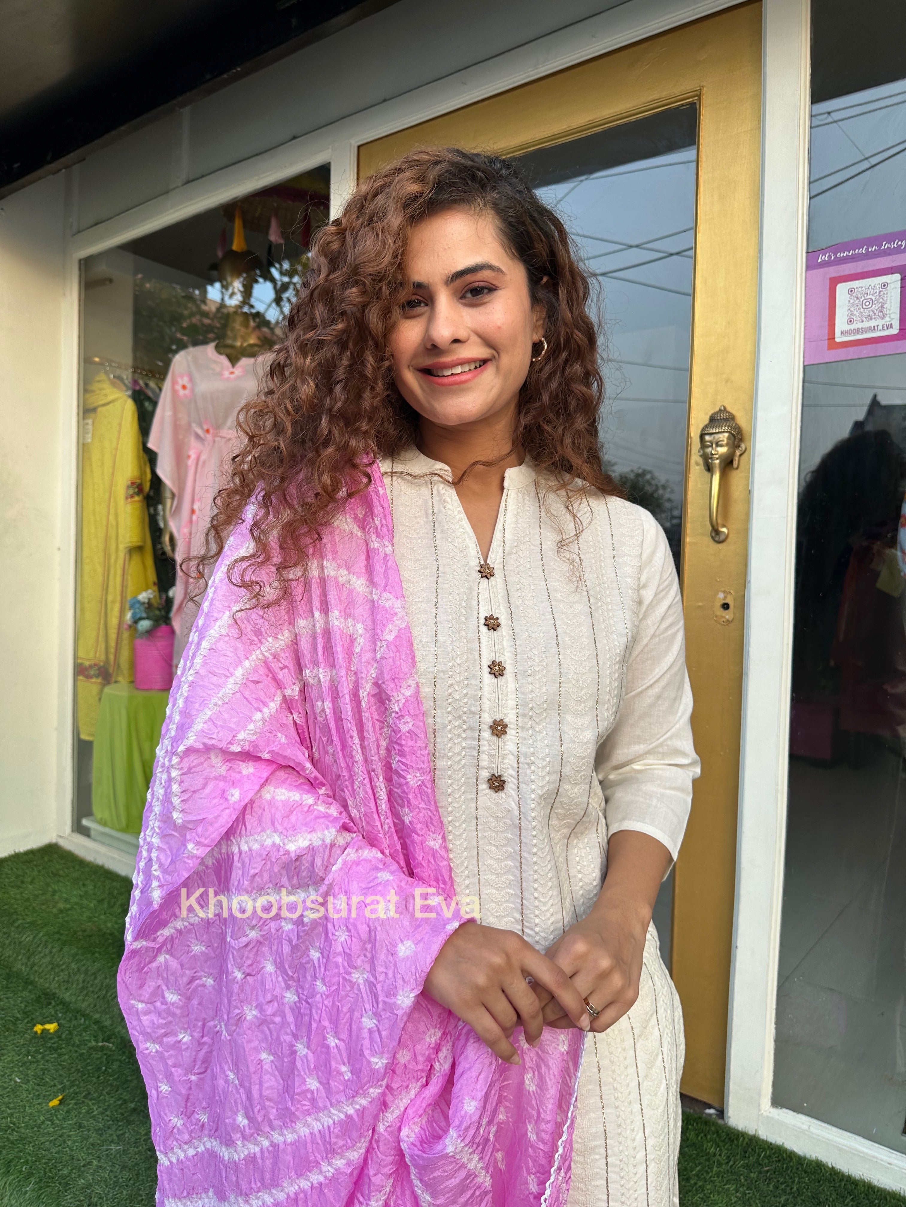 Elegant Powder Pink Bandhani Suit Set for Women | Traditional Indian Kurti with Dupatta | Perfect for Festivals, Weddings & Special Occasions