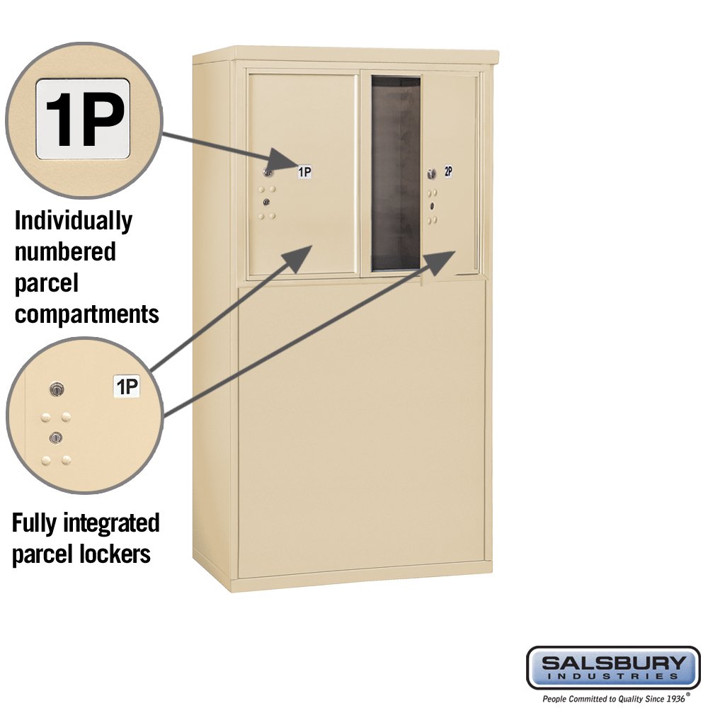 Free Standing Horizontal 4C Mailbox by Salsbury Industries - 3906D-2PSFU Sandstone Finish | Durable Outdoor Mailbox for Residential & Commercial Use