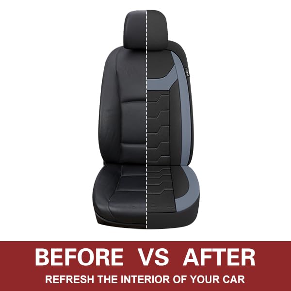 CAROMOP Breathable 3D Air Mesh Car Seat Covers for Front Seats - Universal Fit for SUV, Vans, Sedans & Trucks (Black/Gray) | Premium Automotive Interior Protection & Comfort for Long Drives