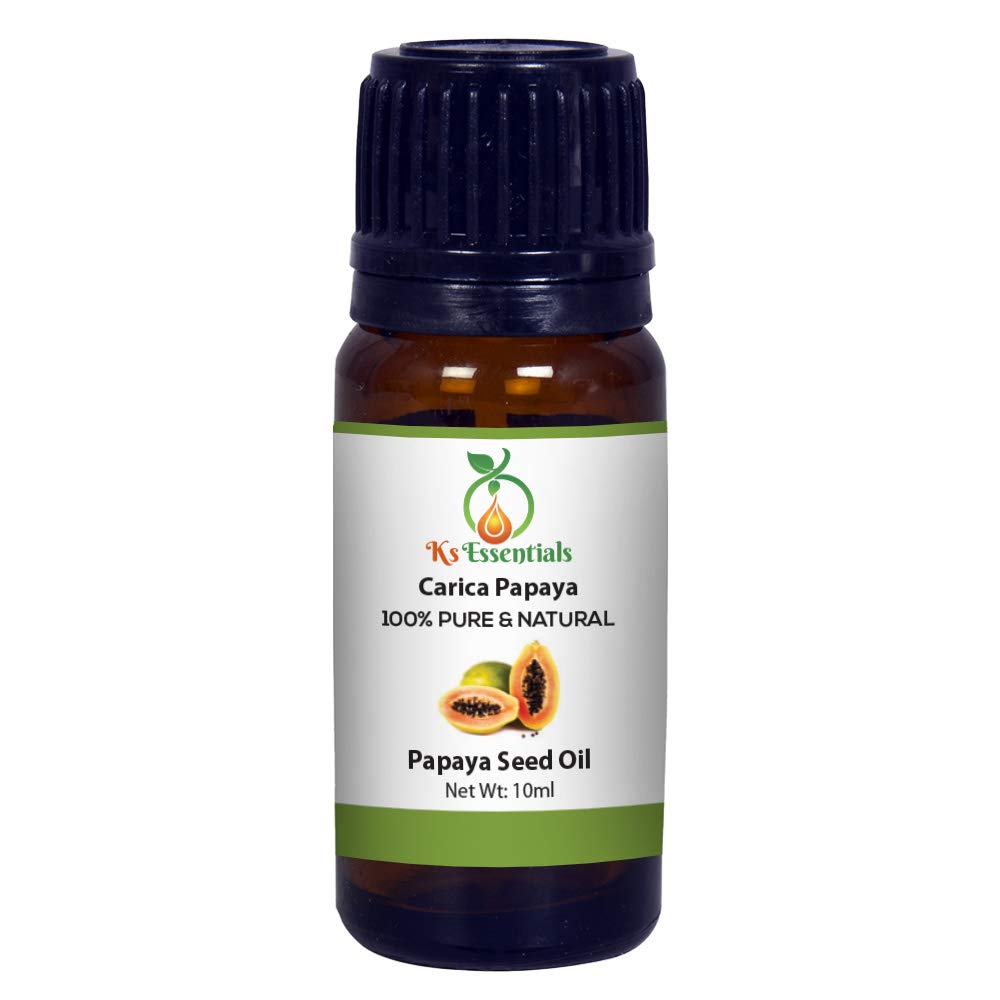 Ks Essentials 100% Pure Papaya Seed Oil (Carica Papaya) - Natural Therapeutic Grade Cold Pressed Oil for Skin & Hair Care - 10ml - Perfect for Massage, Aromatherapy & DIY Beauty Products