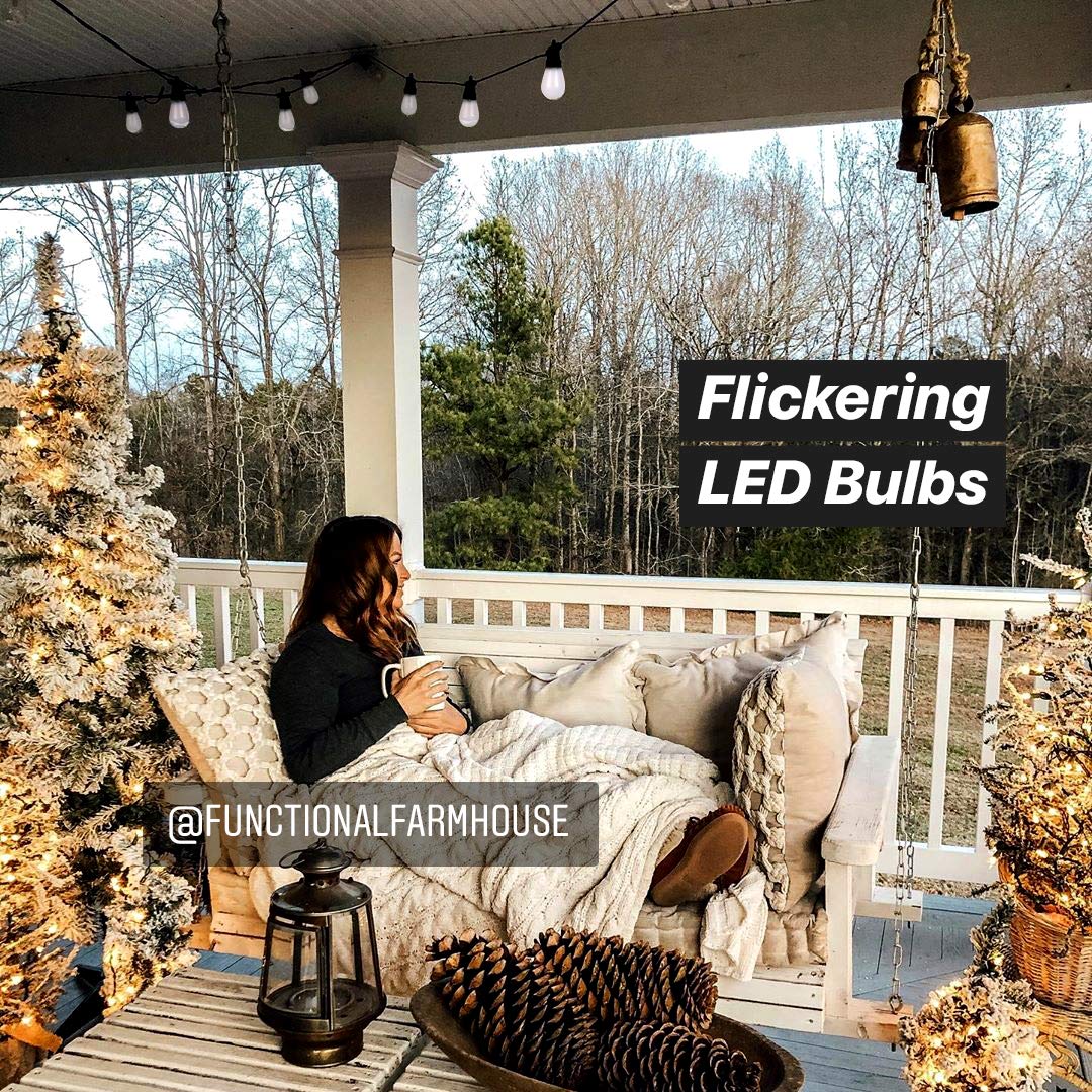 Brightech Ambience Pro Solar Powered LED Outdoor String Lights - 27 Ft Commercial Waterproof Patio Lights with Flaming & Flickering Bulbs - Shatterproof & Weatherproof for Halloween, Porch, Deck, Garden & Backyard - Perfect for Parties, Weddings & Outdoor Decor