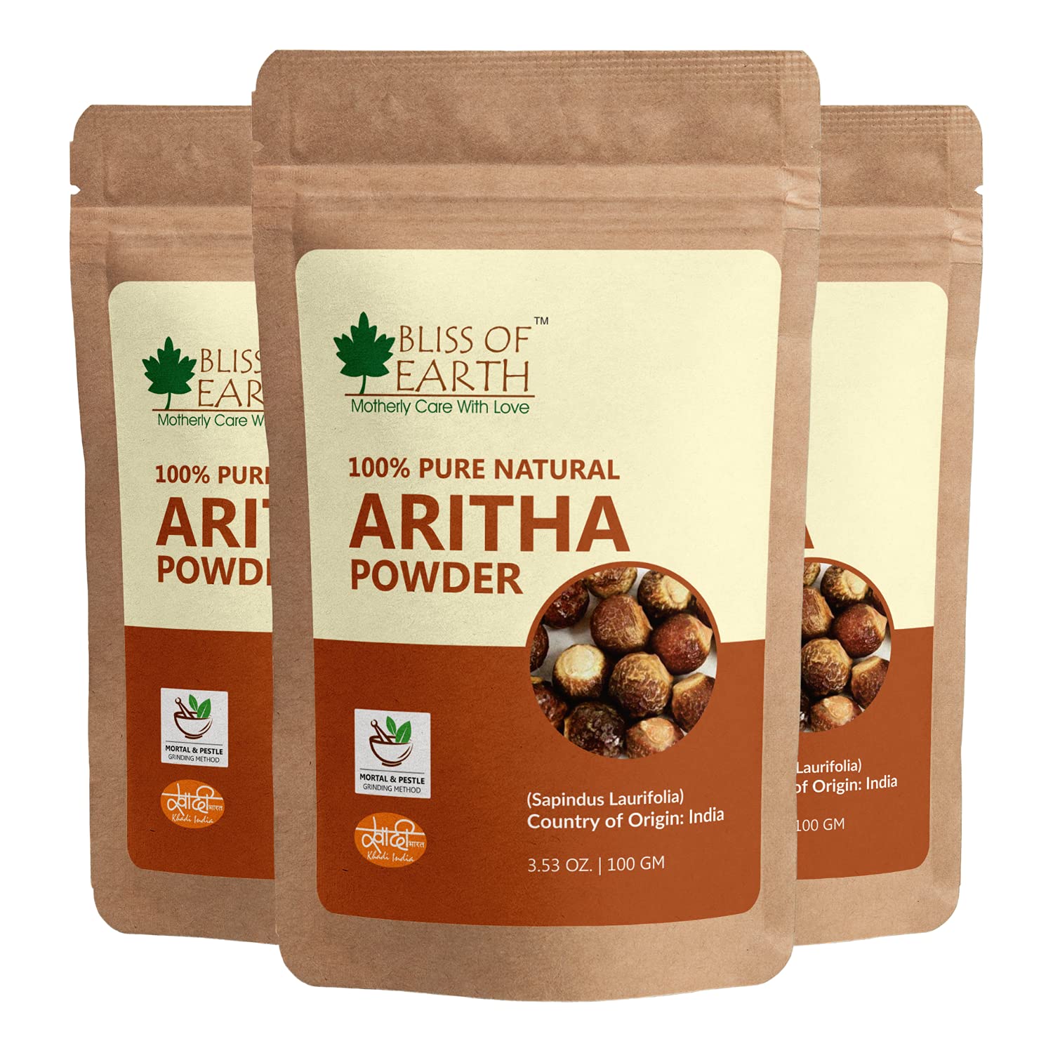 Bliss of Earth 100% Pure Reetha Powder (3x100g) | Natural Aritha Powder for Hair Cleansing | Chemical-Free Shampoo Alternative for Silky Smooth Hair | Perfect for Ayurvedic Hair Care & Organic Beauty Routines