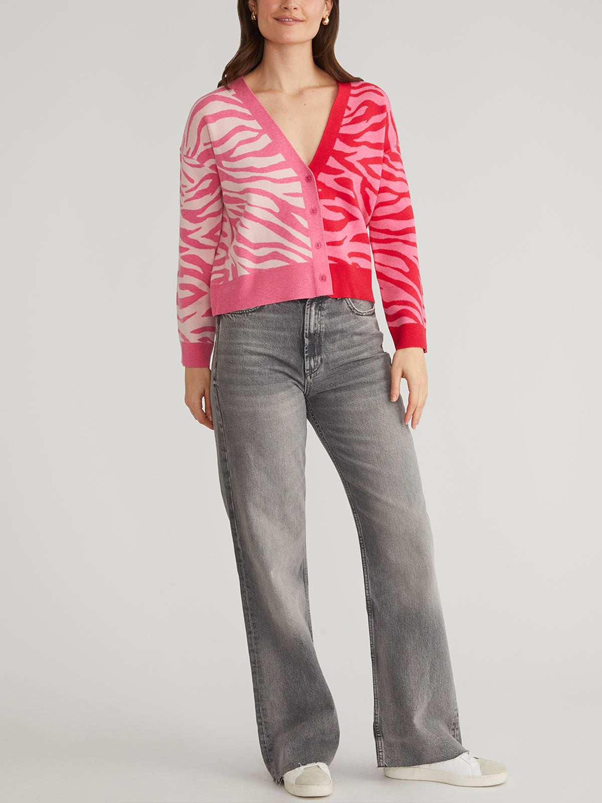 Nicole Women's Colorblock Zebra Print Cardigan - Soft Long Sleeve Open Front Sweater for Casual Outfits & Office Wear
