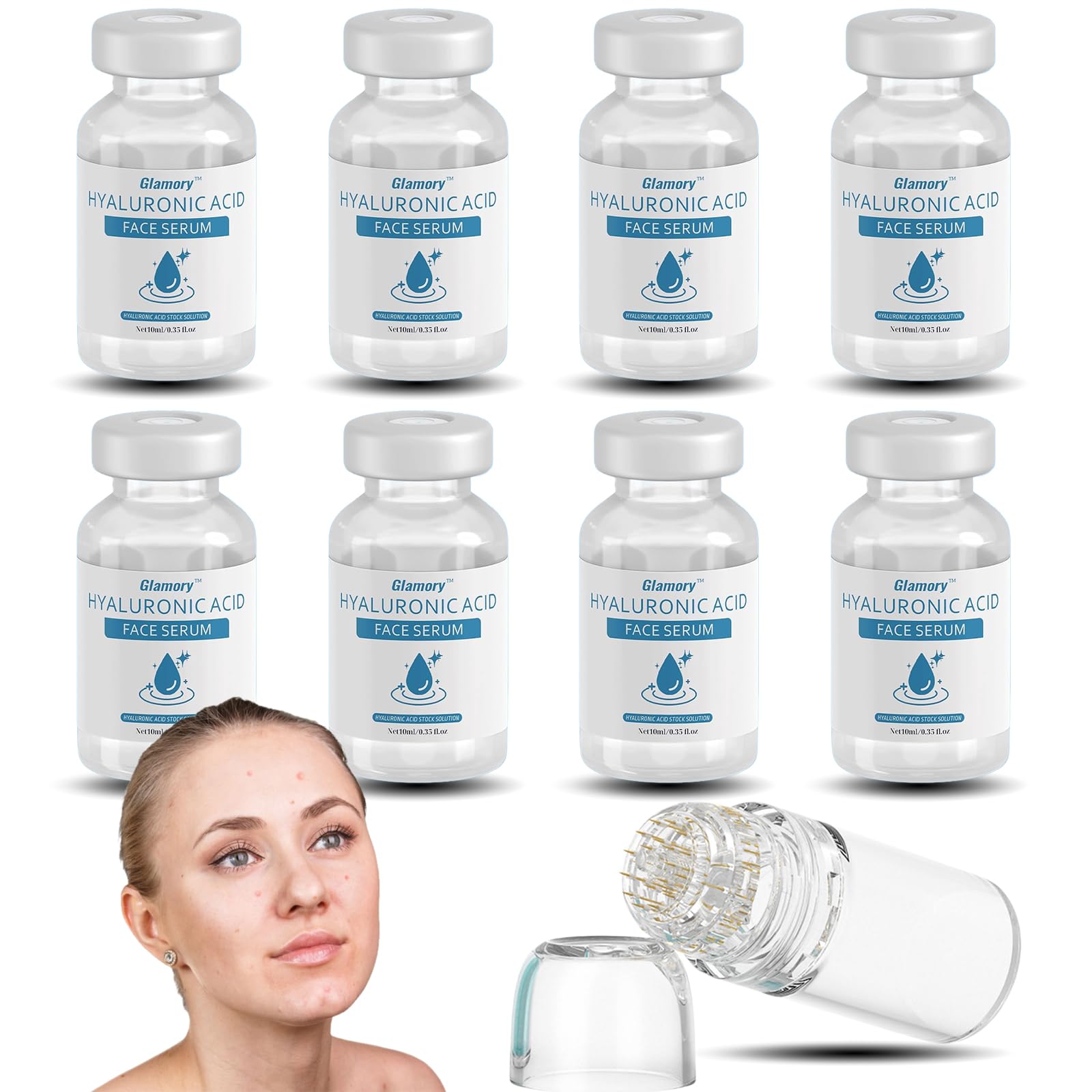 Glamory Micro Infusion System - Hyaluronic Serum for Face & Lips | Anti-Aging Skincare for Youthful Glow