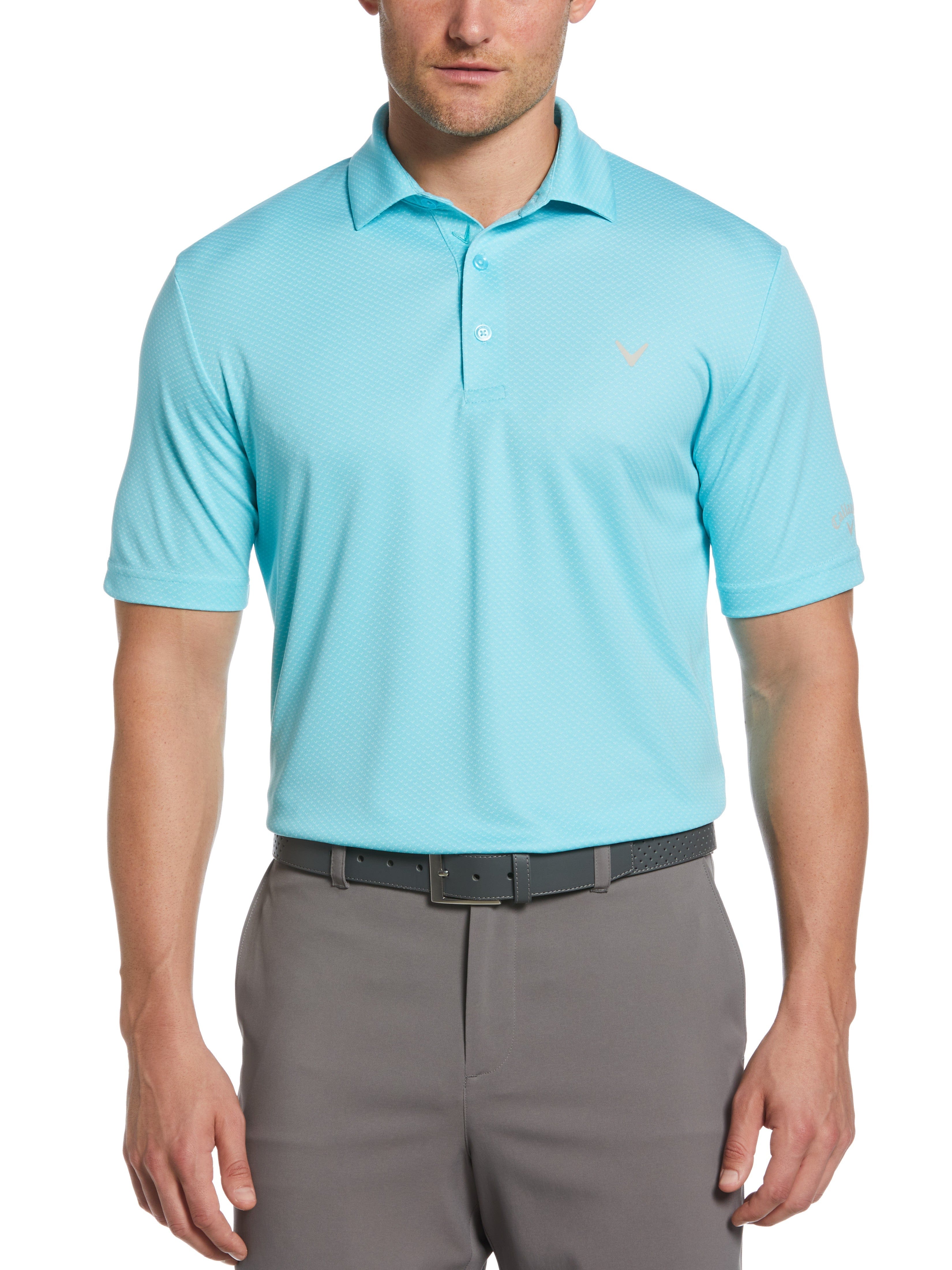 Men's Pro Spin Chevron Jacquard Golf Polo Shirt - Moisture Wicking, UV Protection & Breathable for Golf, Tennis & Casual Wear