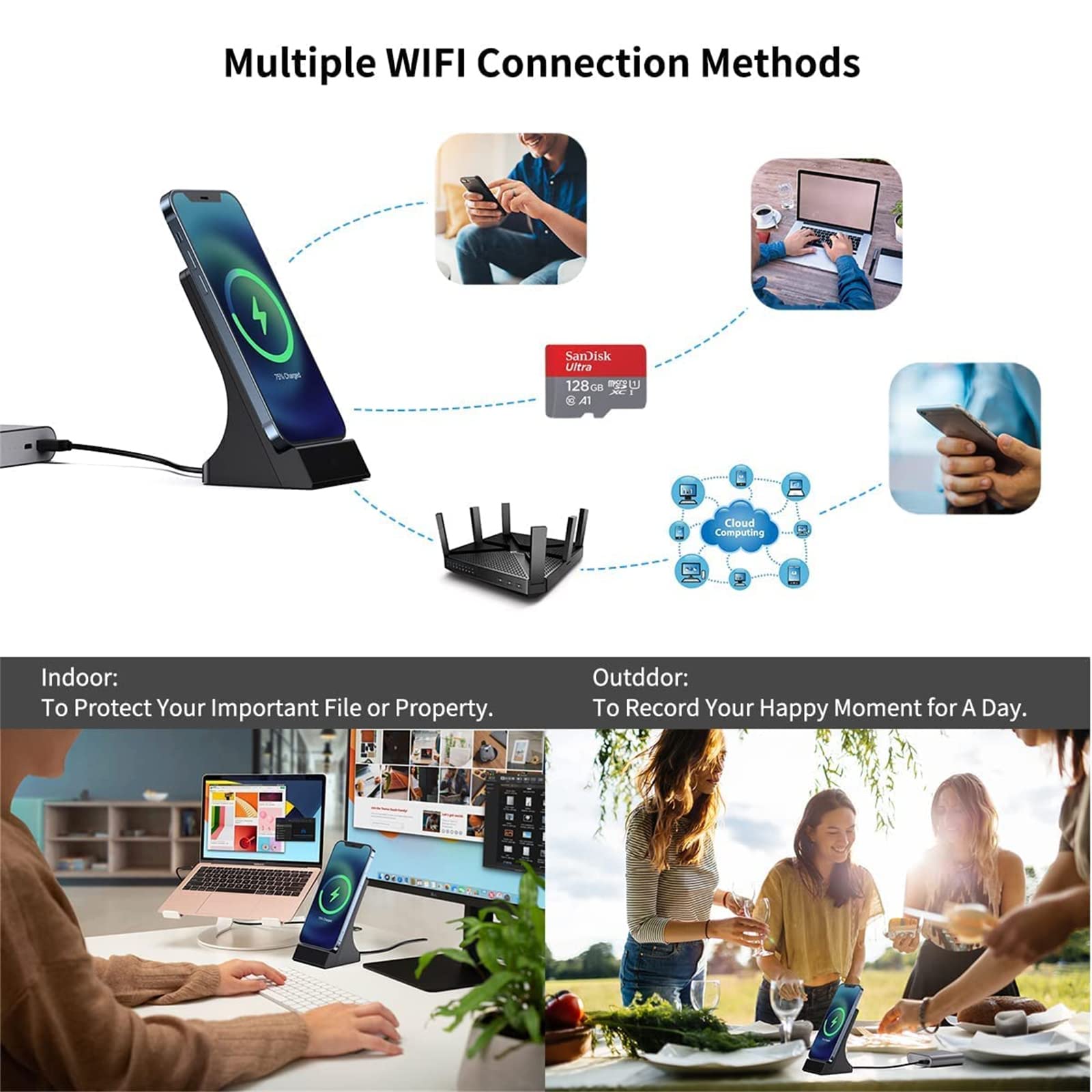 LIZVIE Hidden Camera with Wireless Charger - 1080P HD Spy Camera for Home Security, Nanny Cam, Office Surveillance | Discreet Wireless Charging Station | Perfect for Baby Monitoring, Pet Watching & Theft Prevention