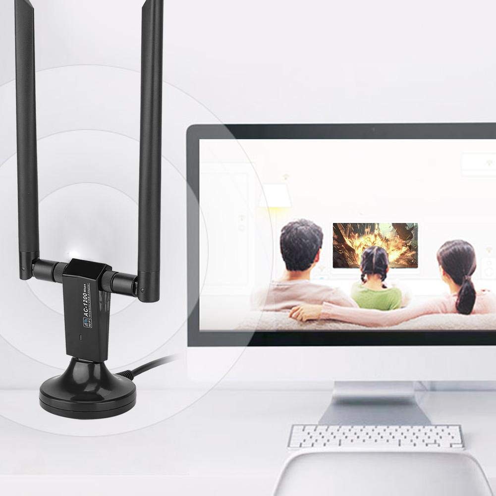 Cuifati Dual Band USB WiFi Adapter - 1200Mbps Wireless Network Card with 2.4GHz/5GHz RTL8812AU Chipset, High Gain Antenna for PC Laptop Desktop - Perfect for Gaming, Streaming & Home Office Connectivity