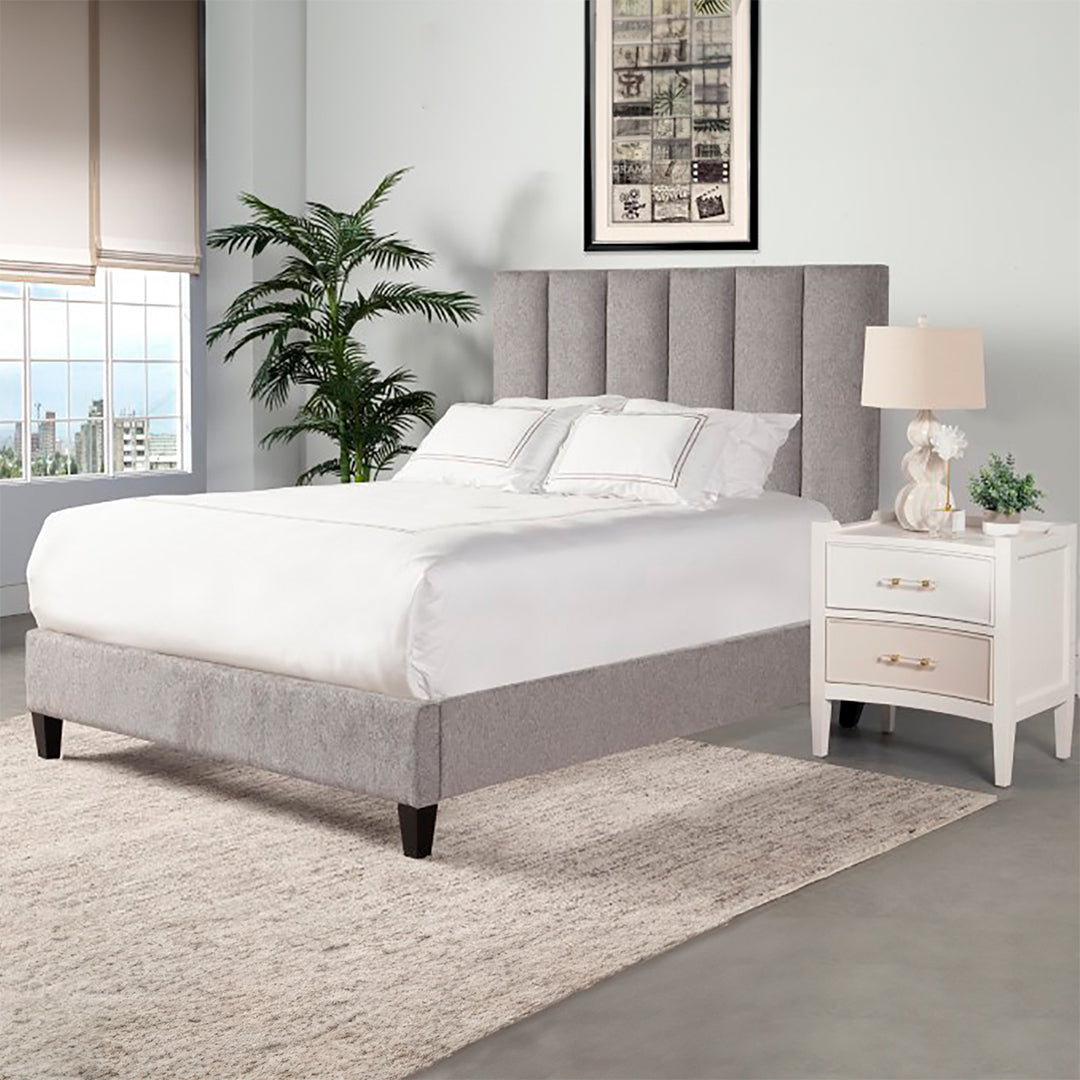 Aiden Upholstered Queen Size Bed Frame with Button Tufted Headboard - Modern Platform Bed for Master Bedroom, Guest Room & Apartment
