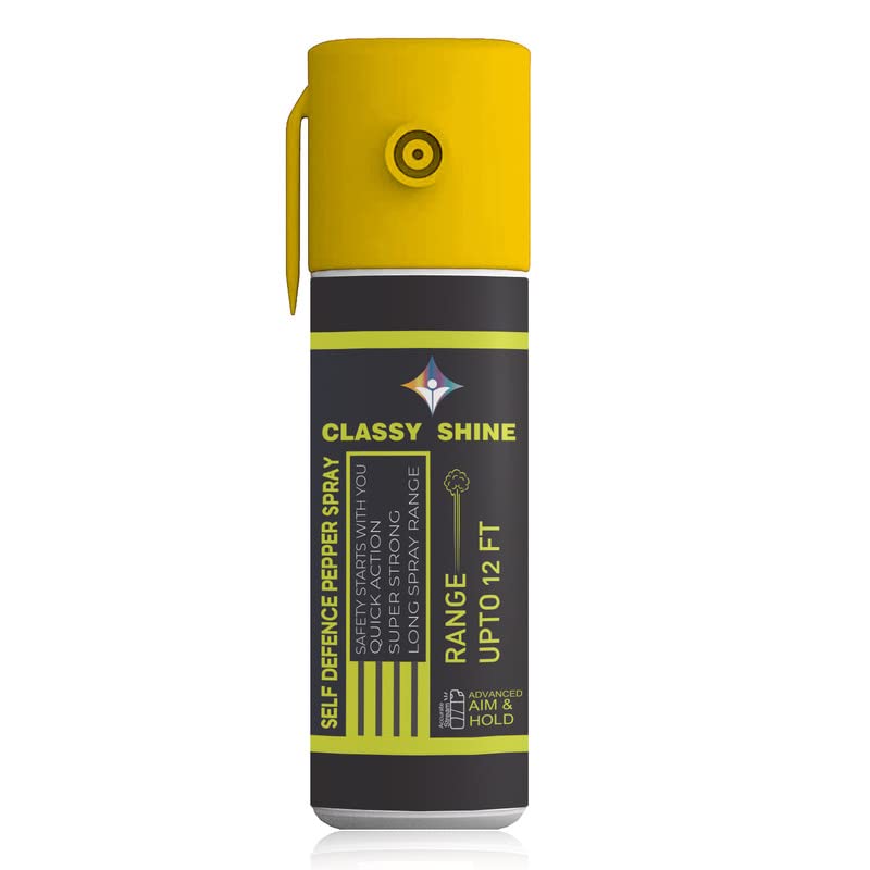 CLASSY SHINE Pepper Spray for Women - 55ml Self Defense Spray (Pack of 2, Yellow) | Personal Safety Protection for Jogging, Night Walks & Travel