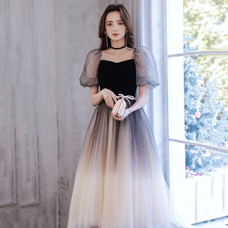 Elegant A-Line Black Gradient Tulle Prom Dress for Evening Party & Homecoming - Perfect for Formal Dances, Graduations & Special Occasions | Style 542
