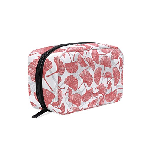 YZGO Red Ginkgo Leaves Cosmetic Pouch - Waterproof Makeup Bag Organizer for Travel, Gym & Daily Essentials | Compact Toiletry Case with Zipper Closure