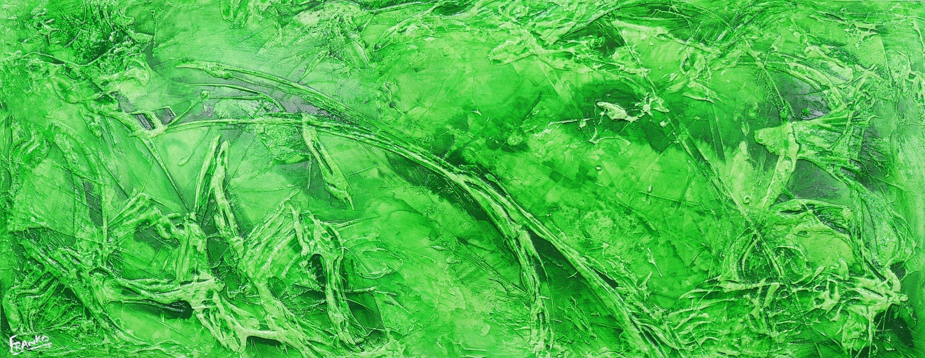 200cm x 80cm Modern Green Abstract Canvas Wall Art - Large Contemporary Home Decor for Living Room, Bedroom & Office