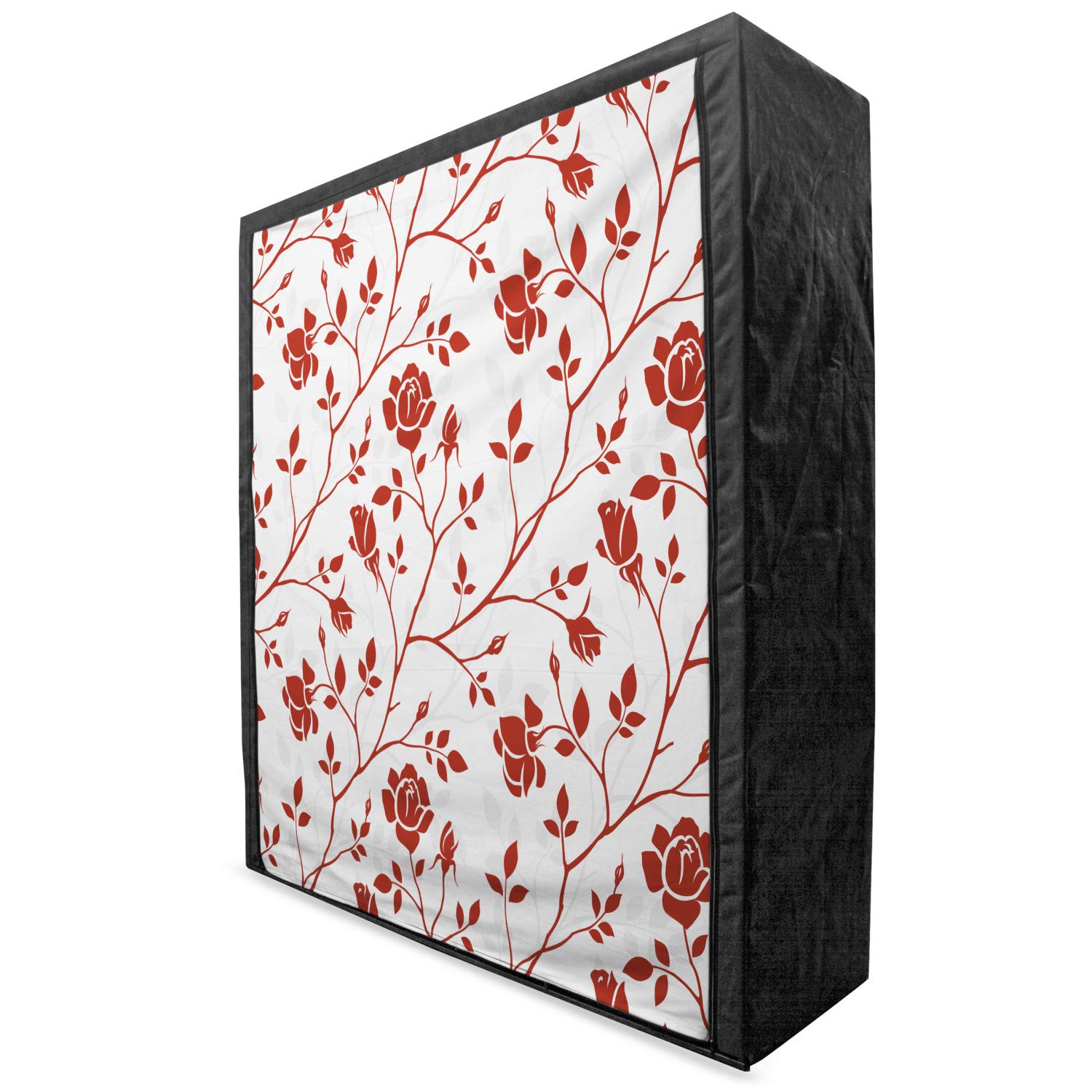 Ambesonne Floral Portable Fabric Wardrobe - Monochrome Floral Roses Leaves Branches Design, 59