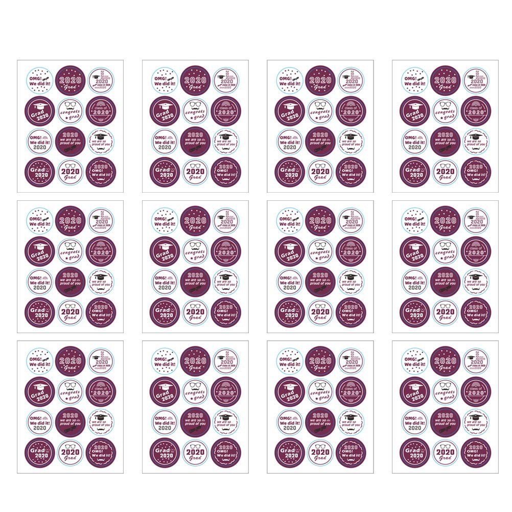 INOOMP 30-Pack Graduation Seal Stickers - Round DIY Decals for Gift Wrapping, School Graduation Party Favors, Candy Packaging (Style C) - Perfect for Graduation Cards, Diploma Covers & Celebration Decorations