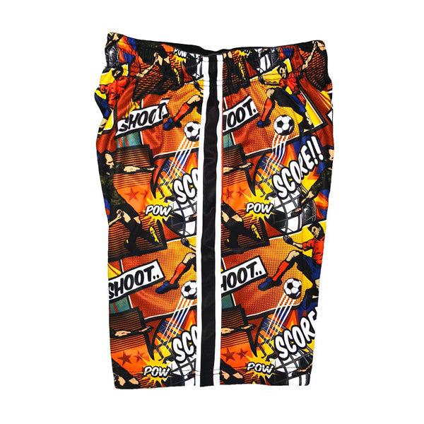 Boys Soccer Shorts - Comic Attack Design - Comfortable & Breathable for Youth Soccer Games & Training