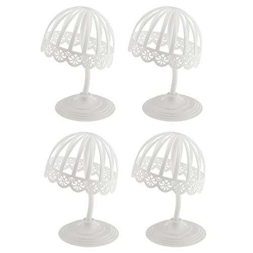 4-Piece White Plastic Hat & Wig Organizer Stand - Storage Rack for Caps, Wigs, Baby Accessories - Perfect for Salon, Closet & Nursery Organization
