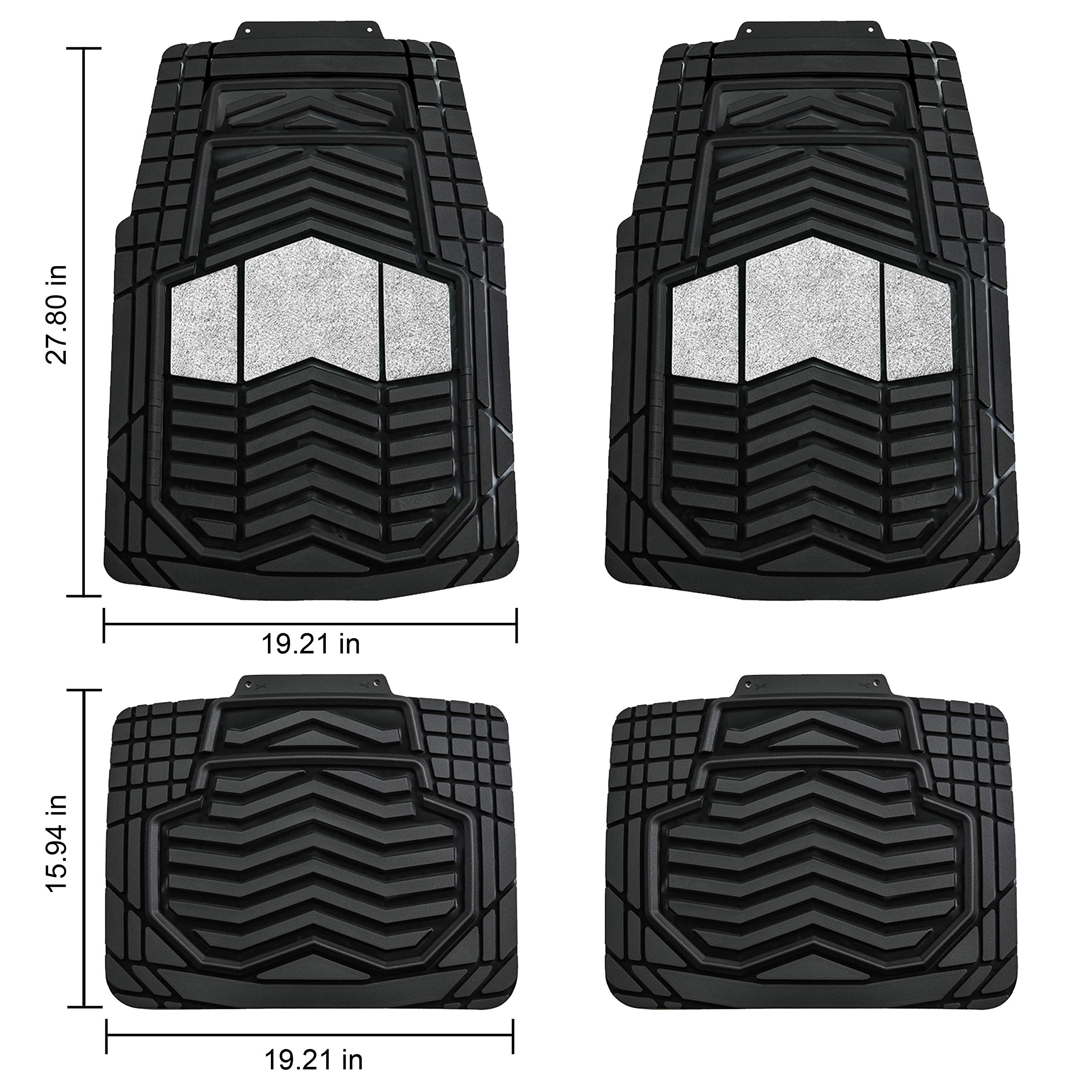 Premium All-Weather Heavy Duty Rubber Car Floor Mats - Universal Fit for Sedans, SUVs, Trucks & Vans (4-Piece Set, Black/Silver) | Durable Protection Against Dirt, Mud & Spills - Perfect for Daily Commute, Road Trips & Outdoor Adventures