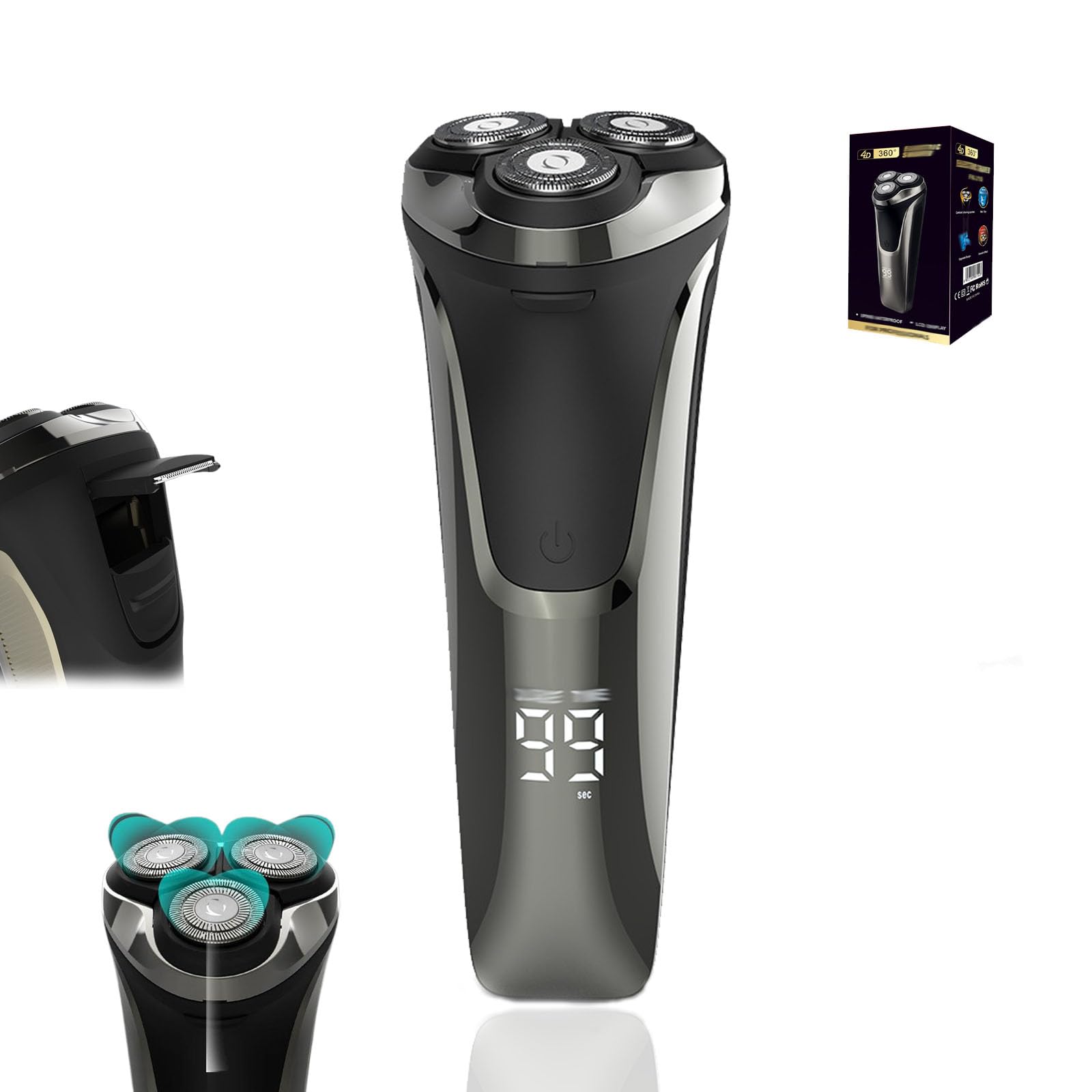 Snapbuy 4D Rotary Electric Razor for Men - Rechargeable Cordless Shaver with Precision Blades, Smooth & Fast Facial Hair Trimmer - Perfect for Travel, Gym, and Daily Grooming at Home or Office (1 Pack)