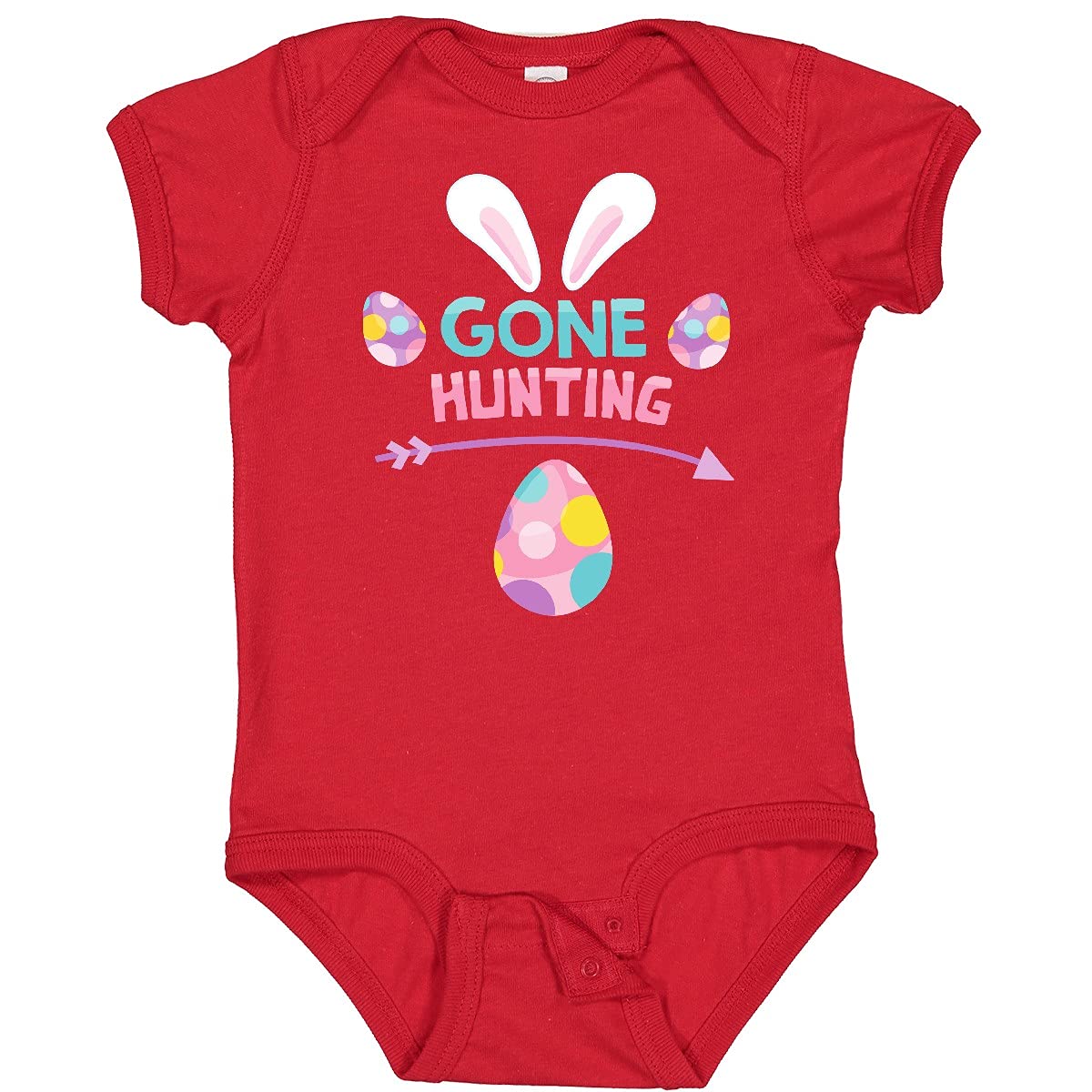Inktastic Easter Baby Bodysuit - Gone Hunting with Bunny Ears & Easter Eggs Design | Cute Easter Outfit for Infants & Toddlers | Perfect for Easter Photos, Egg Hunts & Family Gatherings