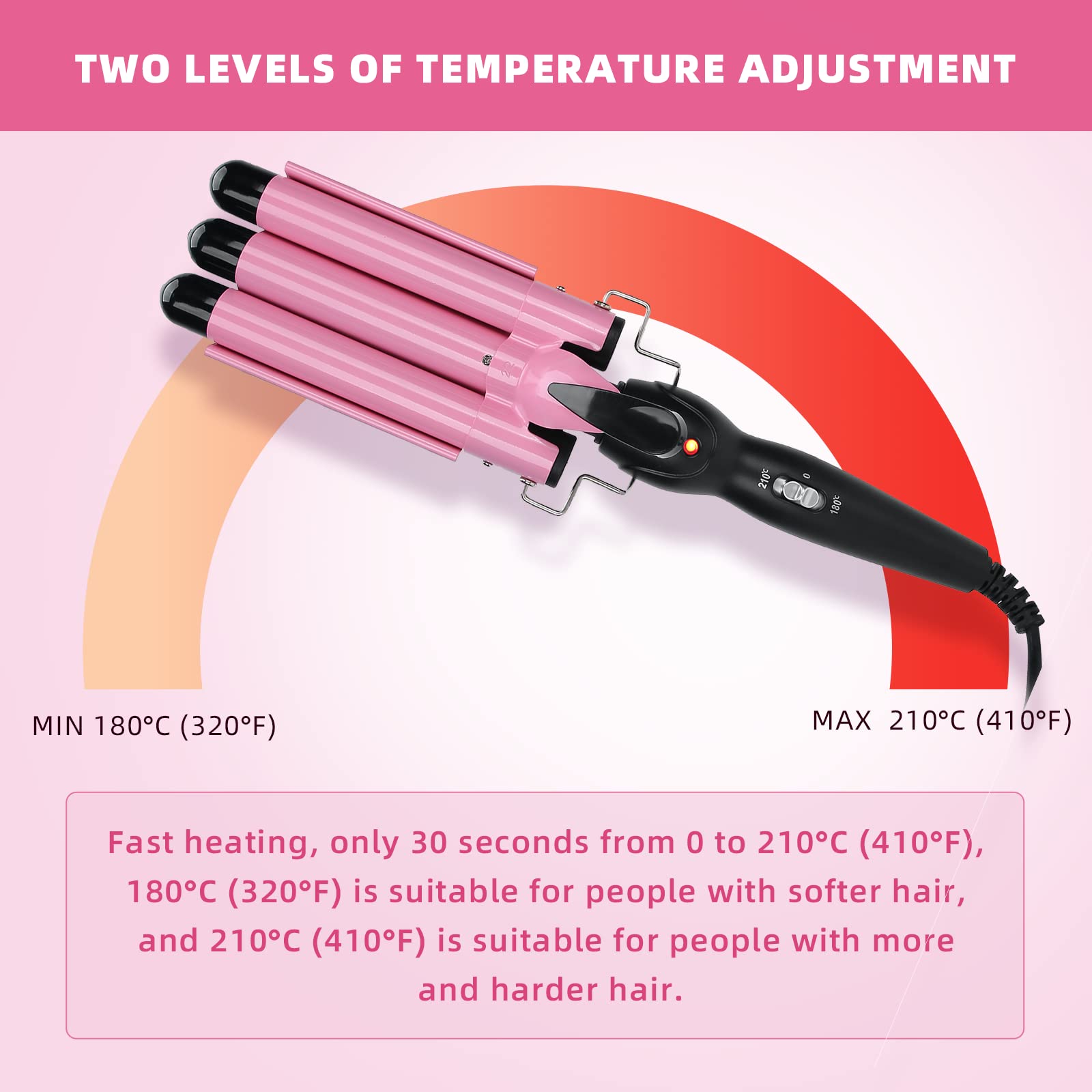 3 Barrel Curling Iron Wand - Professional Hair Curler & Waver for Short to Medium Hair - 22mm US Size - Perfect for Beach Waves, Loose Curls & Everyday Styling