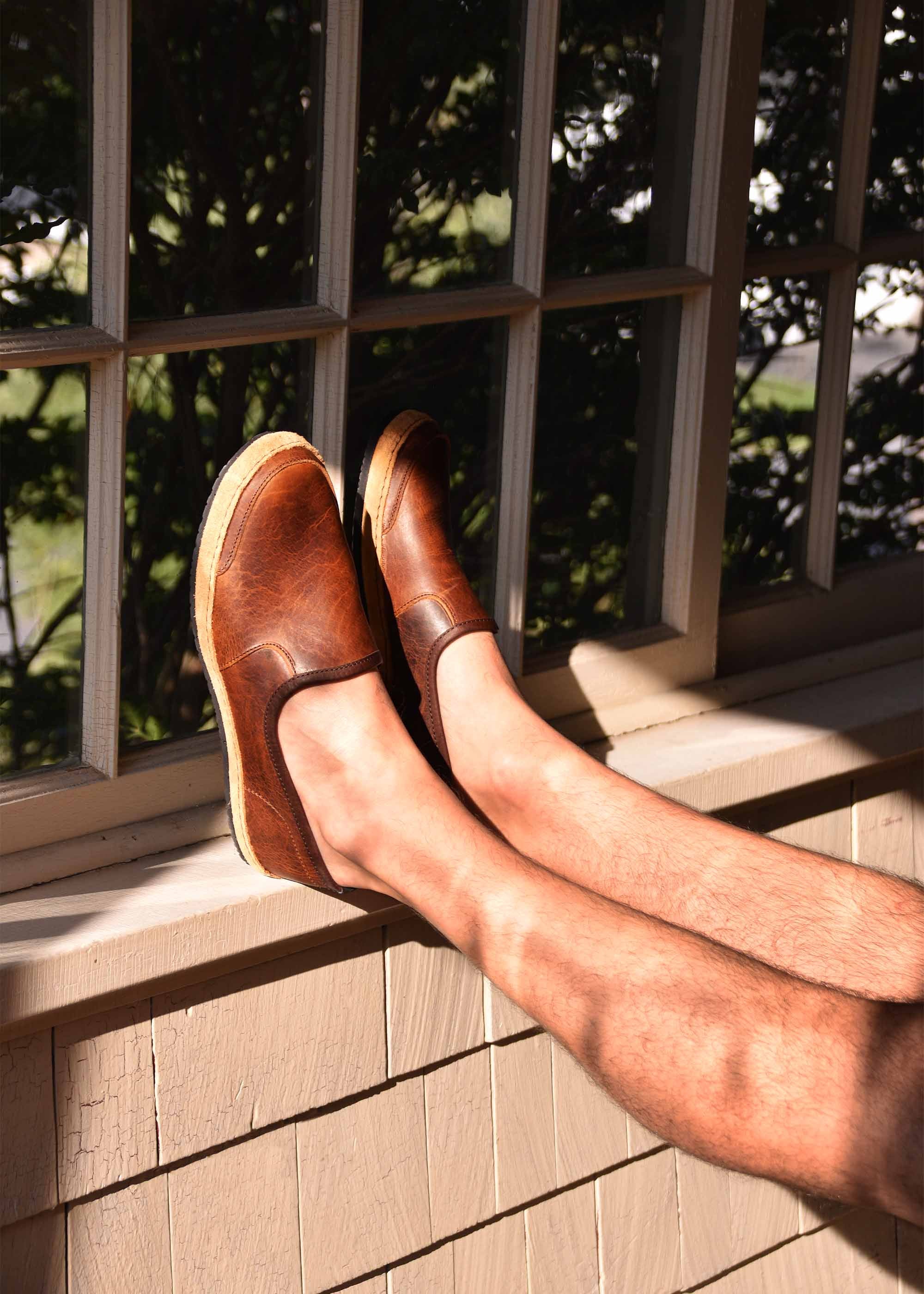 Vermont House Shoes®: Premium Tobacco Bison Leather Loafers - Comfortable Indoor & Outdoor Slip-On Shoes for Men & Women | Perfect for Home, Office, and Casual Wear