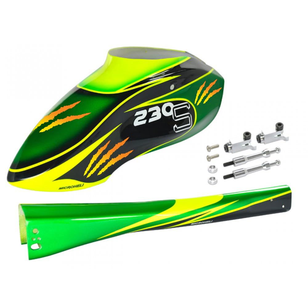 MICROHELI Airbrush Fiberglass Green Scratch Fuselage for Blade 230S V2 Smart Helicopter - Durable Replacement Body for RC Helicopter Repair & Customization