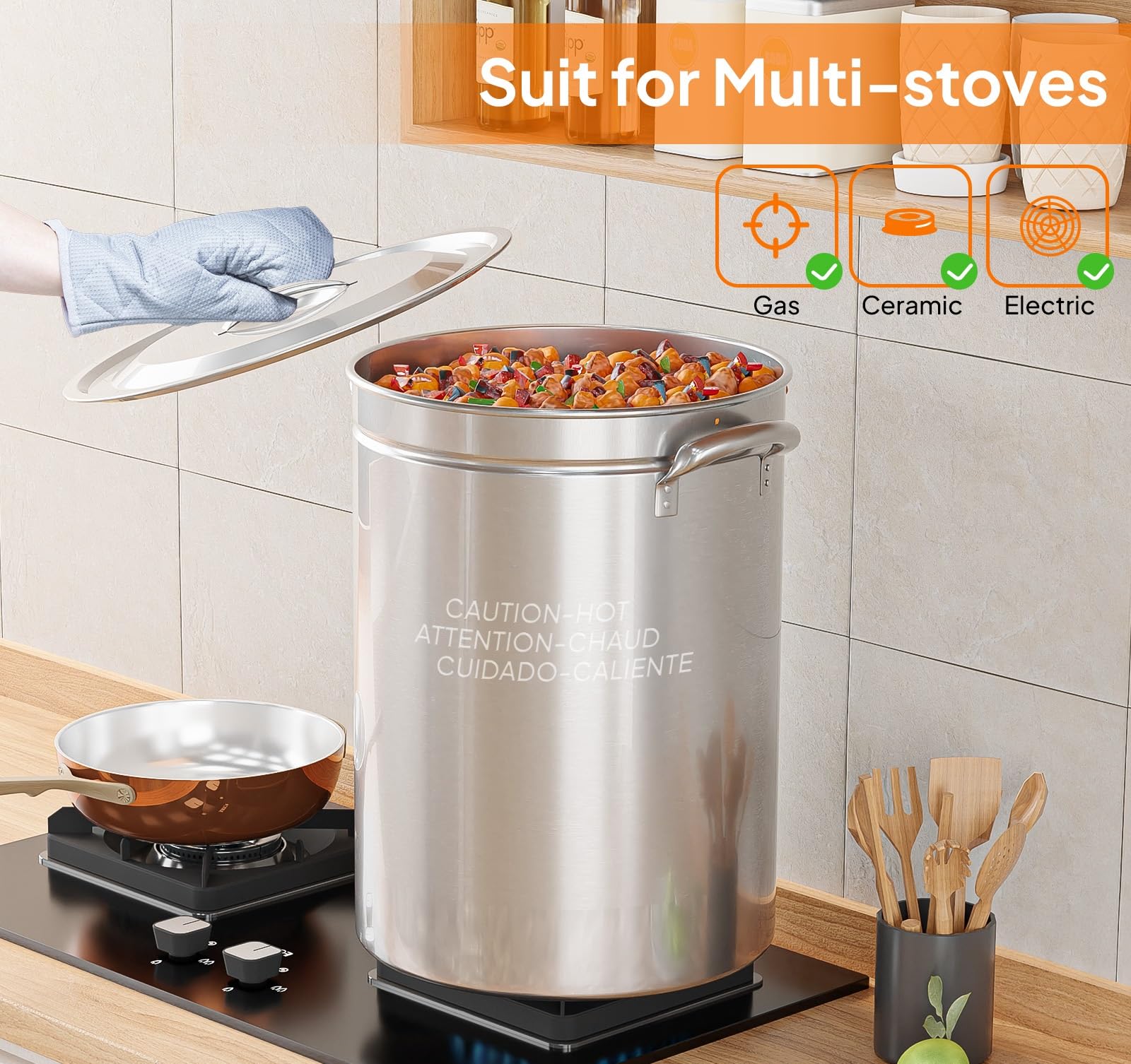 ROVSUN 44-Quart Stainless Steel Turkey Fryer Pot with Basket, Lid & Hook - Large Outdoor Cooking Pot for Turkey, Seafood Boil, Crawfish, Crab, Lobster & Shrimp - Perfect for Backyard BBQs, Camping & Holiday Feasts