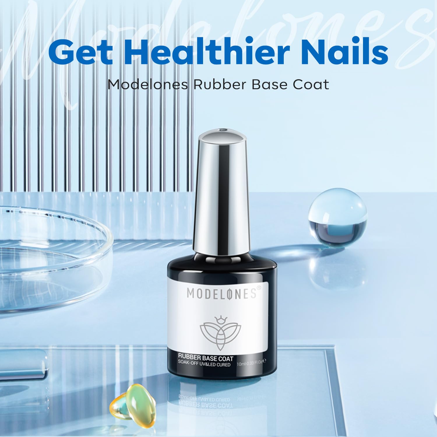 Modelones Clear Rubber Base Gel Nail Polish - Strengthening Builder Gel for Thin Weak Nails, Apex Building & Long-Lasting Protection - Soak Off UV LED Gel for Nail Enhancement (Perfect for Salon Use & DIY Manicures at Home)