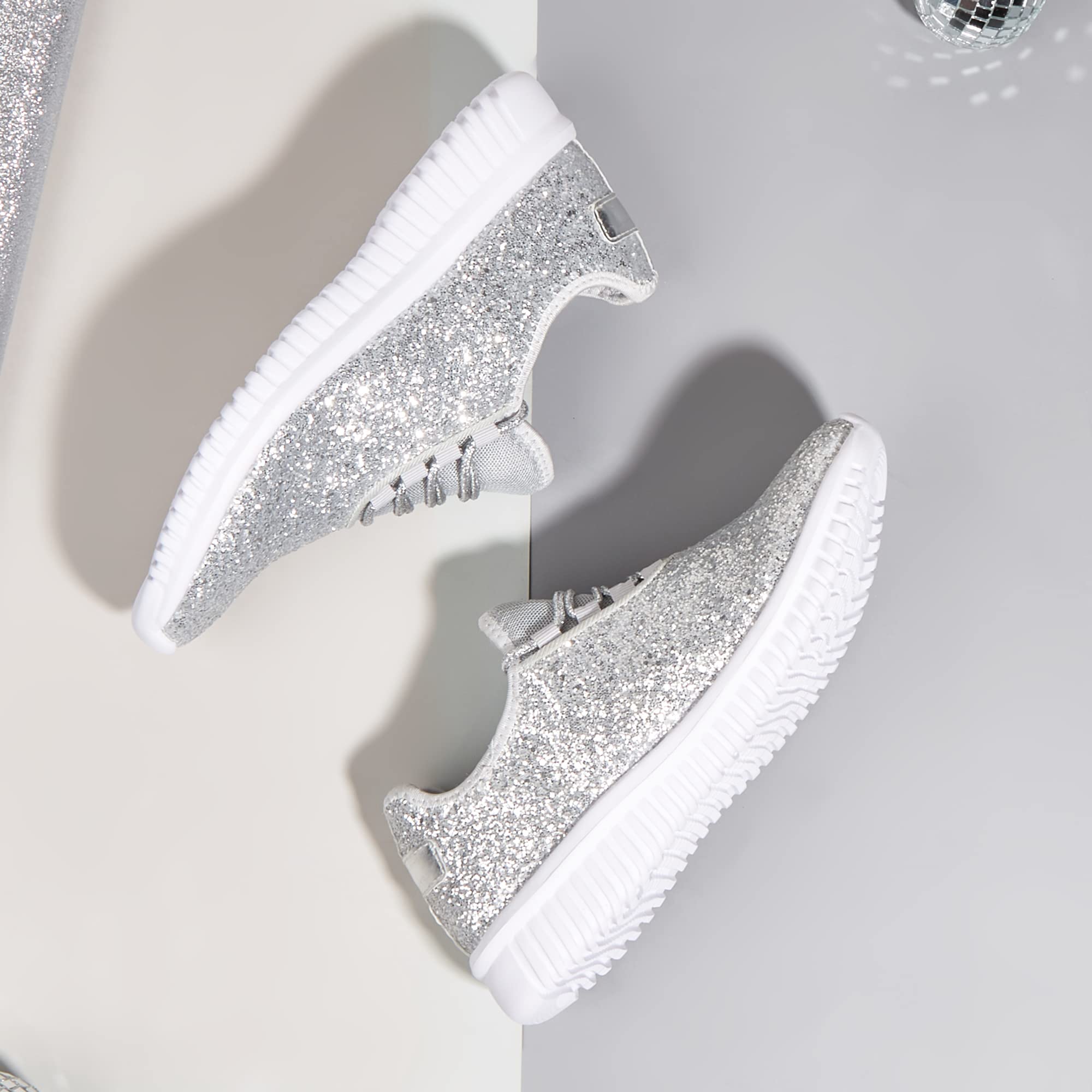 K KIP WOK Women's Fashion Glitter Sneakers - Slip On Running Shoes, Lightweight Tennis Walking Shoes for Women | Perfect for Casual Wear, Gym, Jogging & Daily Activities