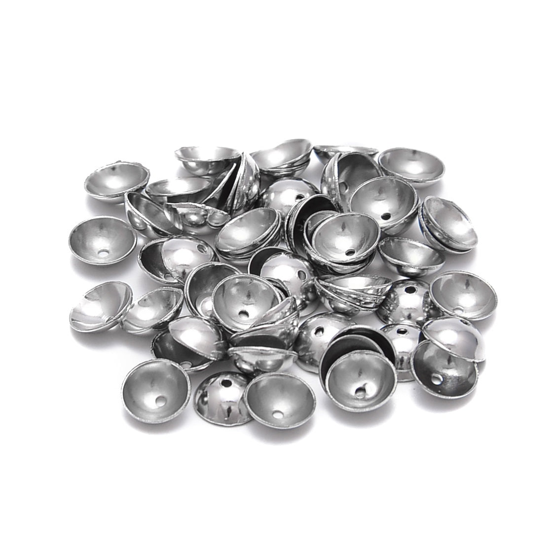 304 Stainless Steel Jewelry Bead Caps - 5mm Size with 0.8mm Hole (120 Pieces/Bag) - Perfect for DIY Bracelets, Necklaces & Earrings Making