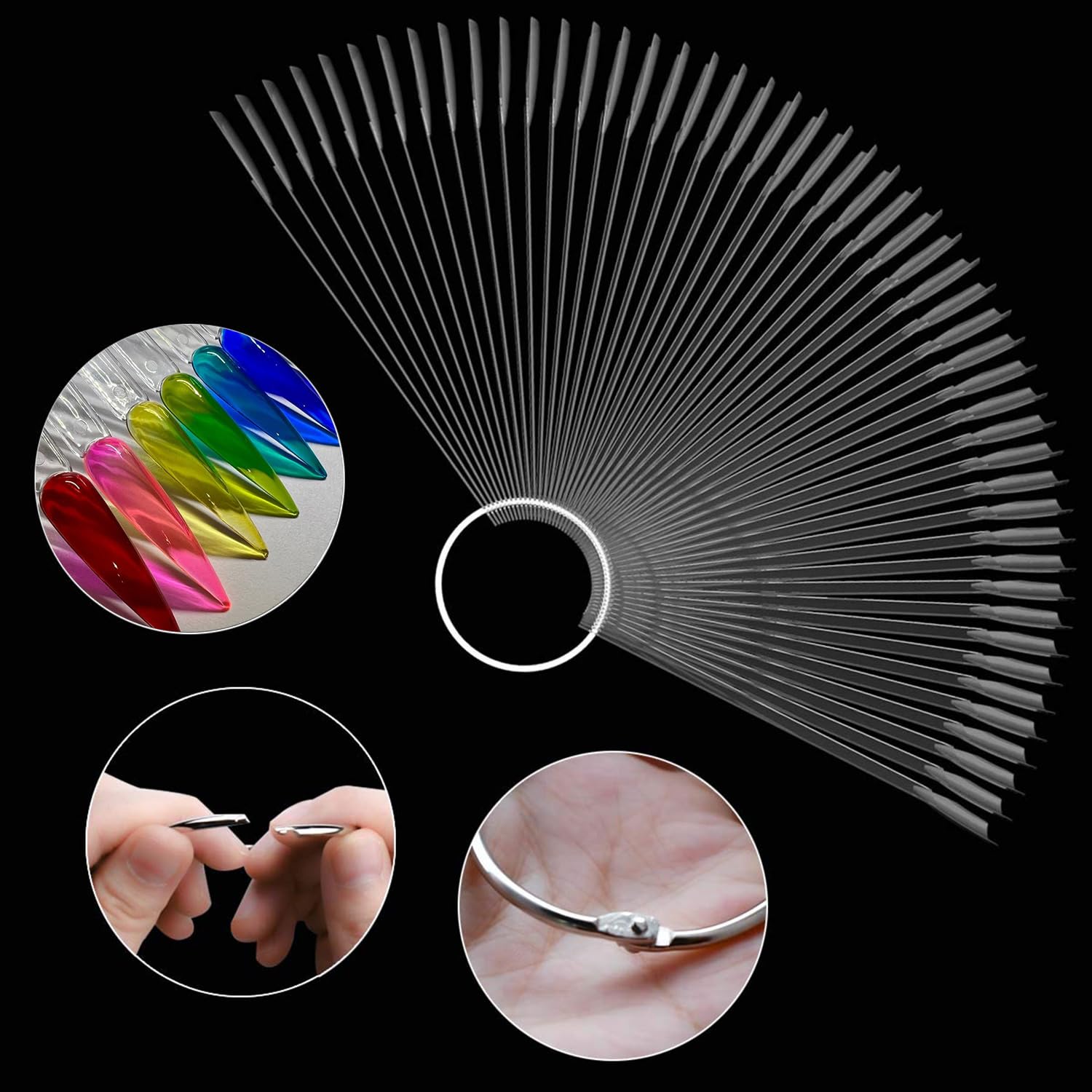 BORNBYME 100pcs Clear Nail Polish Swatch Sticks - Long Stiletto Nail Art Practice Tips for Gel Polish Color Display | Perfect for Salon Professionals & DIY Nail Artists at Home
