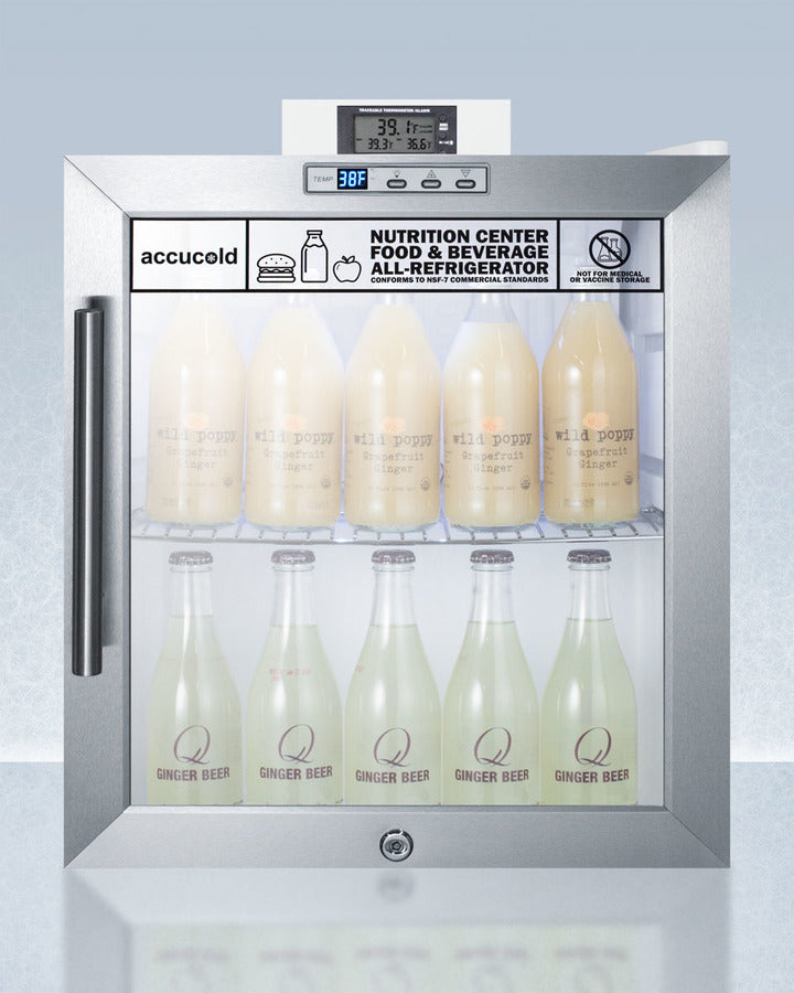 Accucold SCR215LNZ Compact All Refrigerator with Glass Door - Perfect for Small Kitchens, Offices, and Cafes | Energy Efficient Nutrition Center for Food Storage
