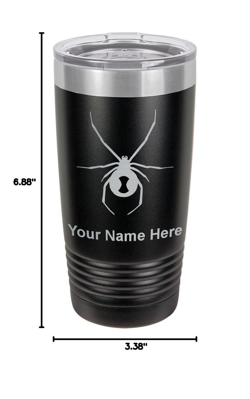 LaserGram 20oz Vacuum Insulated Stainless Steel Tumbler Mug with Spider Web Design - Personalized Engraved Black Widow Theme - Keeps Drinks Hot/Cold for Hours - Perfect for Coffee, Tea, Gym & Outdoor Activities