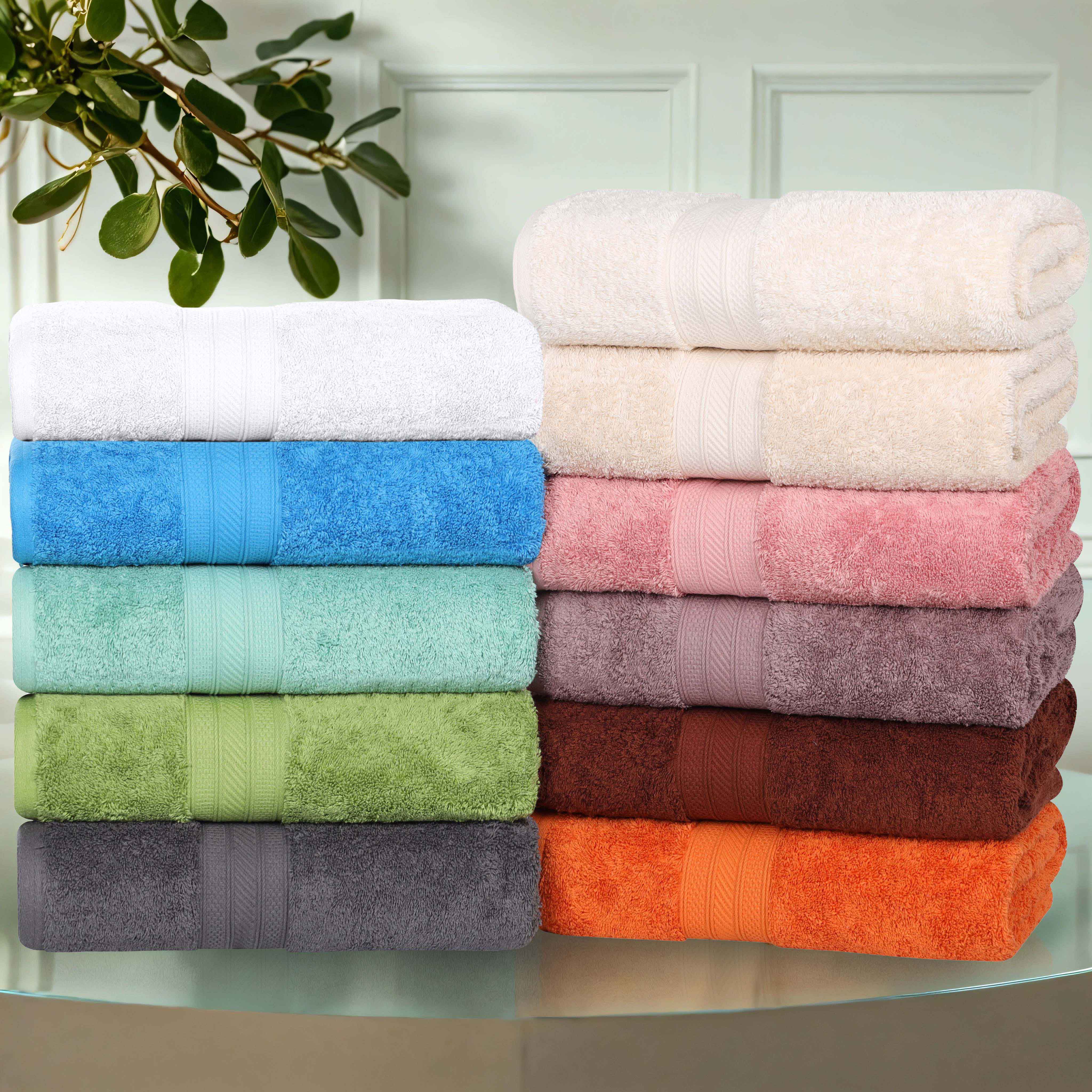 Premium Atlas Cotton Plush Heavyweight Luxury Face Towels & Washcloths - 12-Piece Set for Spa, Bathroom, and Gentle Skincare Routine
